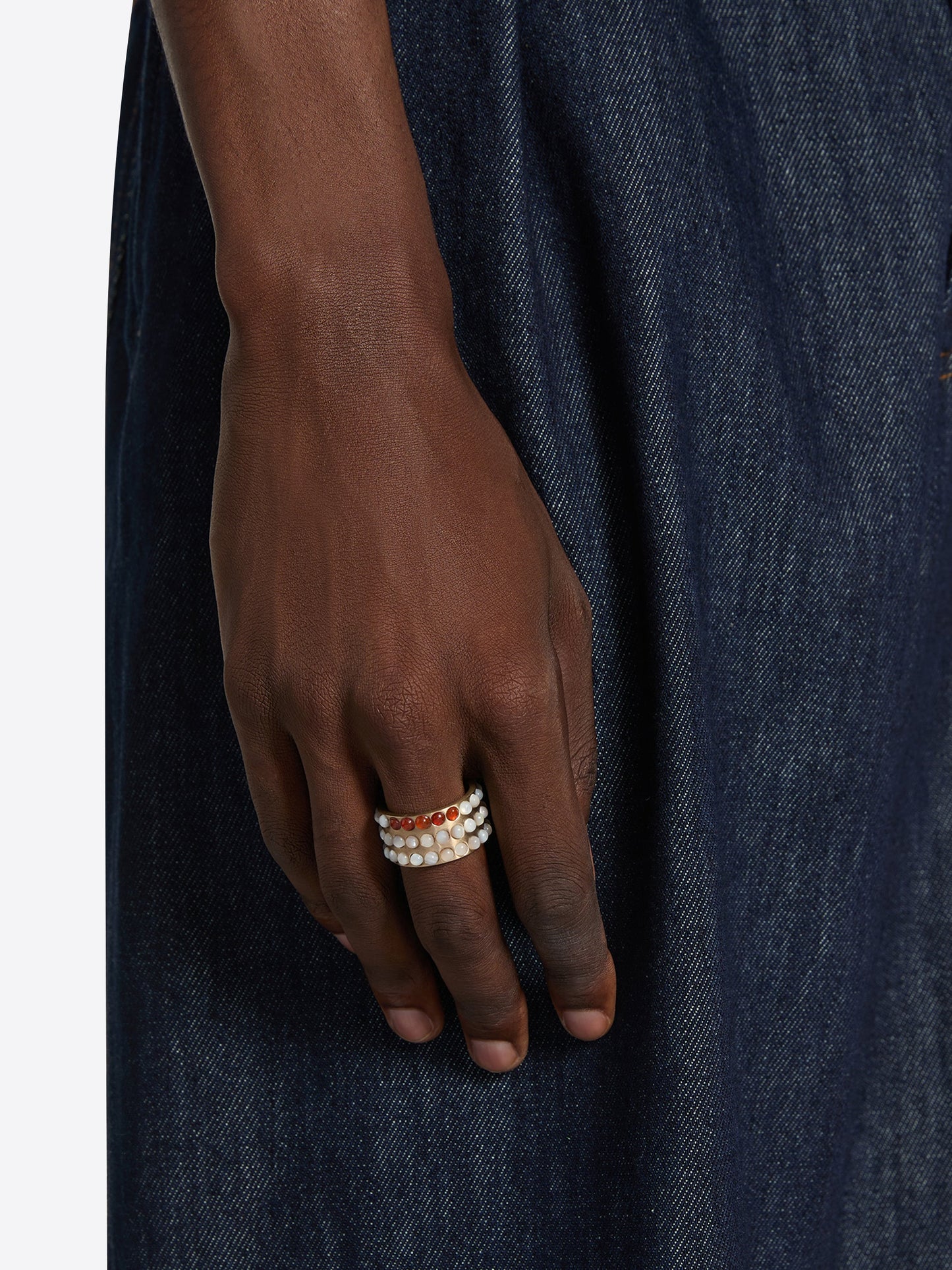 Layered Stone Band Ring