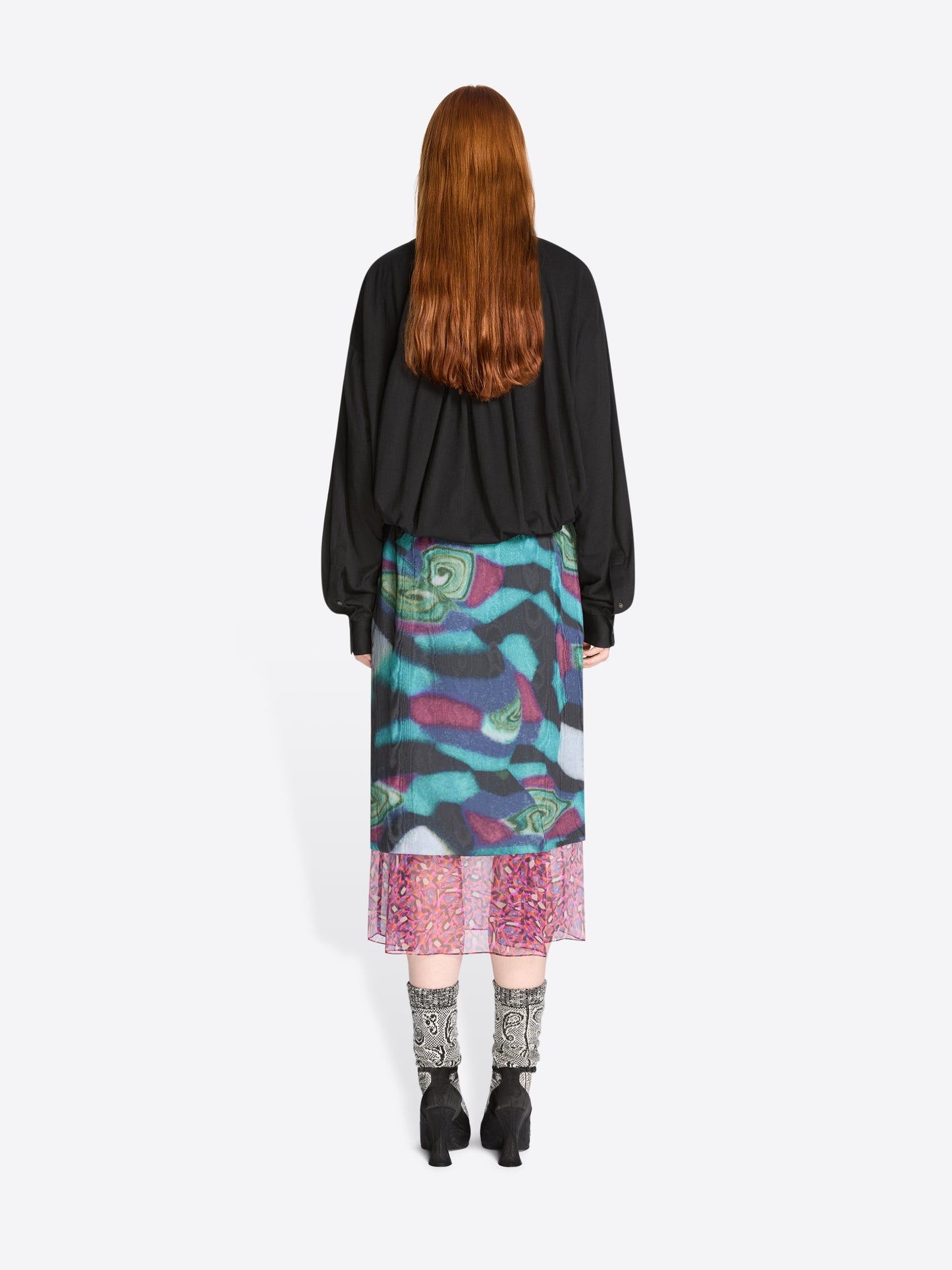 Layered Moirᄄᆭ Skirt