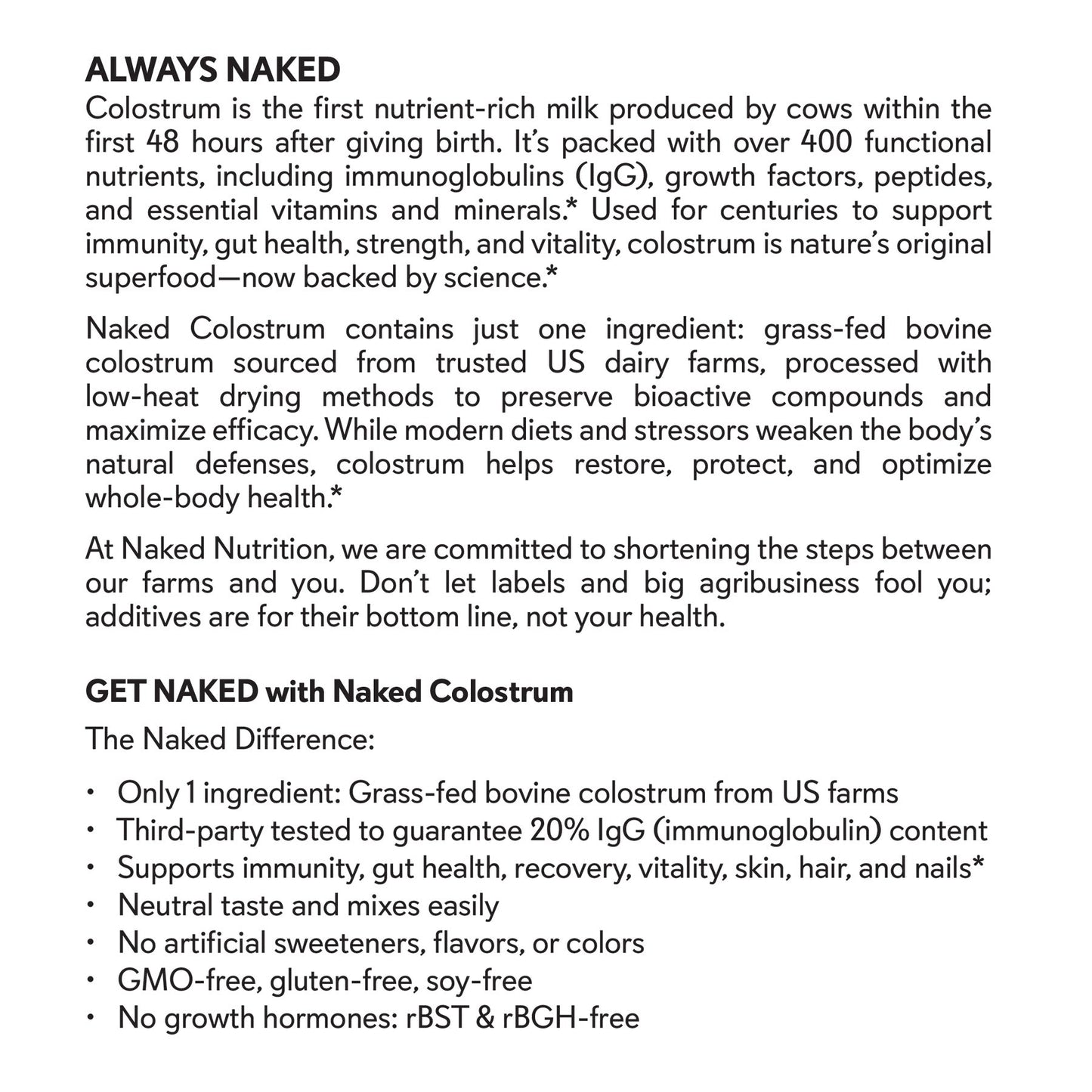 Grass-Fed Colostrum Powder - Colostrum Powder with a Straightforward Collagen Blend
