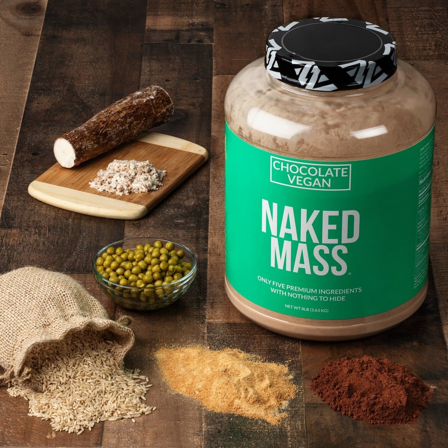 Chocolate Vegan Mass Gainer Supplement - Chocolate (Vegan) 12LB with an Easy-Mix High-Calorie Formula