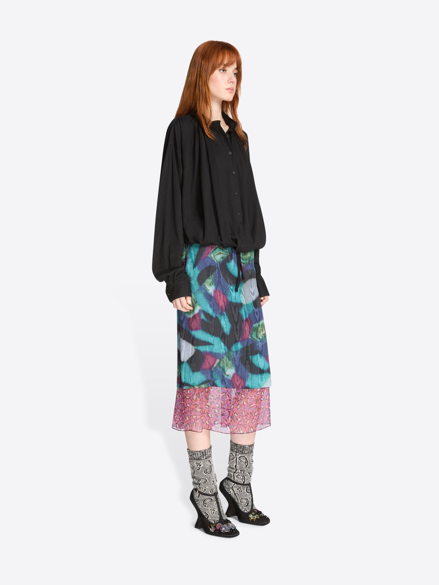 Layered Moirﾨﾦ Skirt