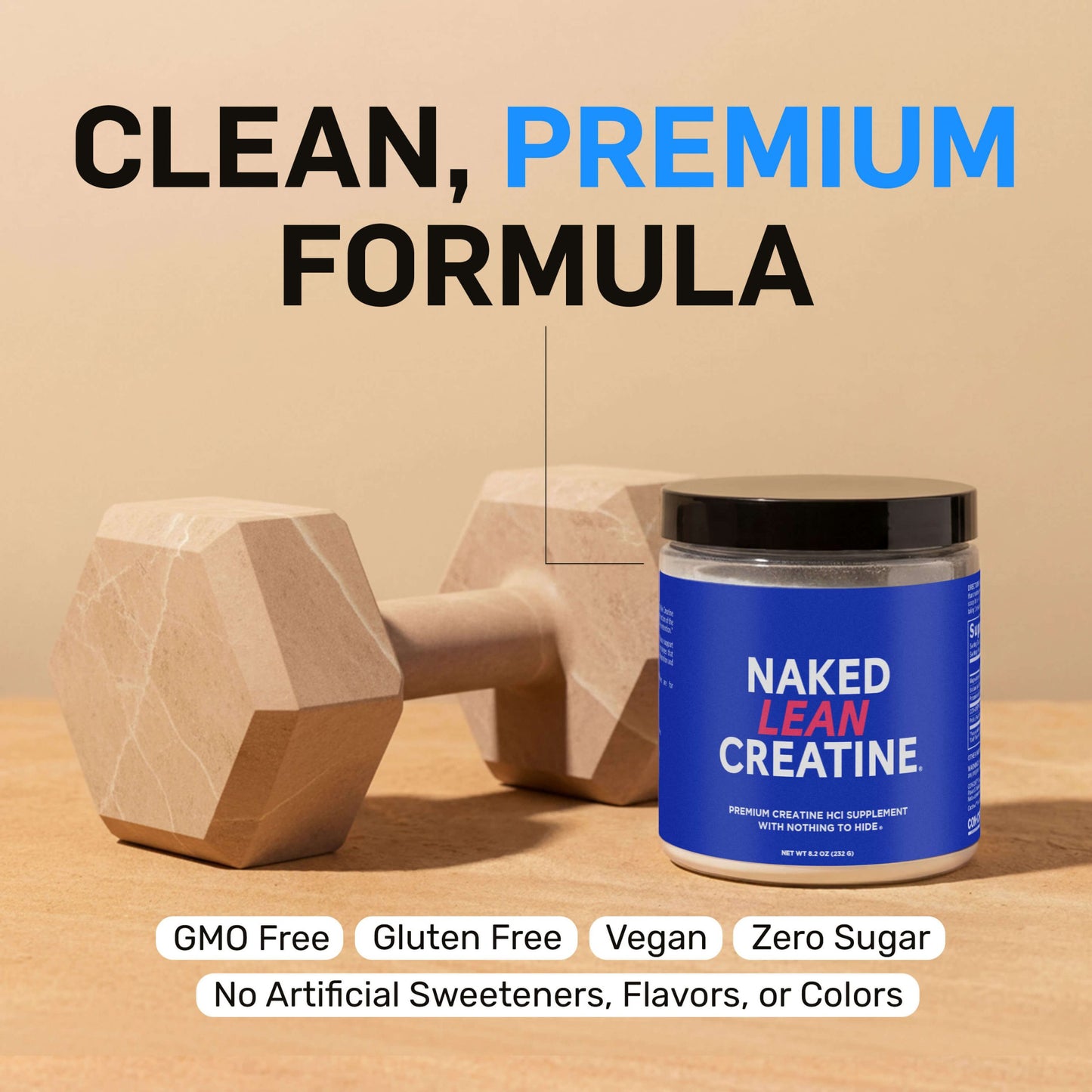 Creatine HCl Powder - Unflavored with an Easy-Mix Workout Format