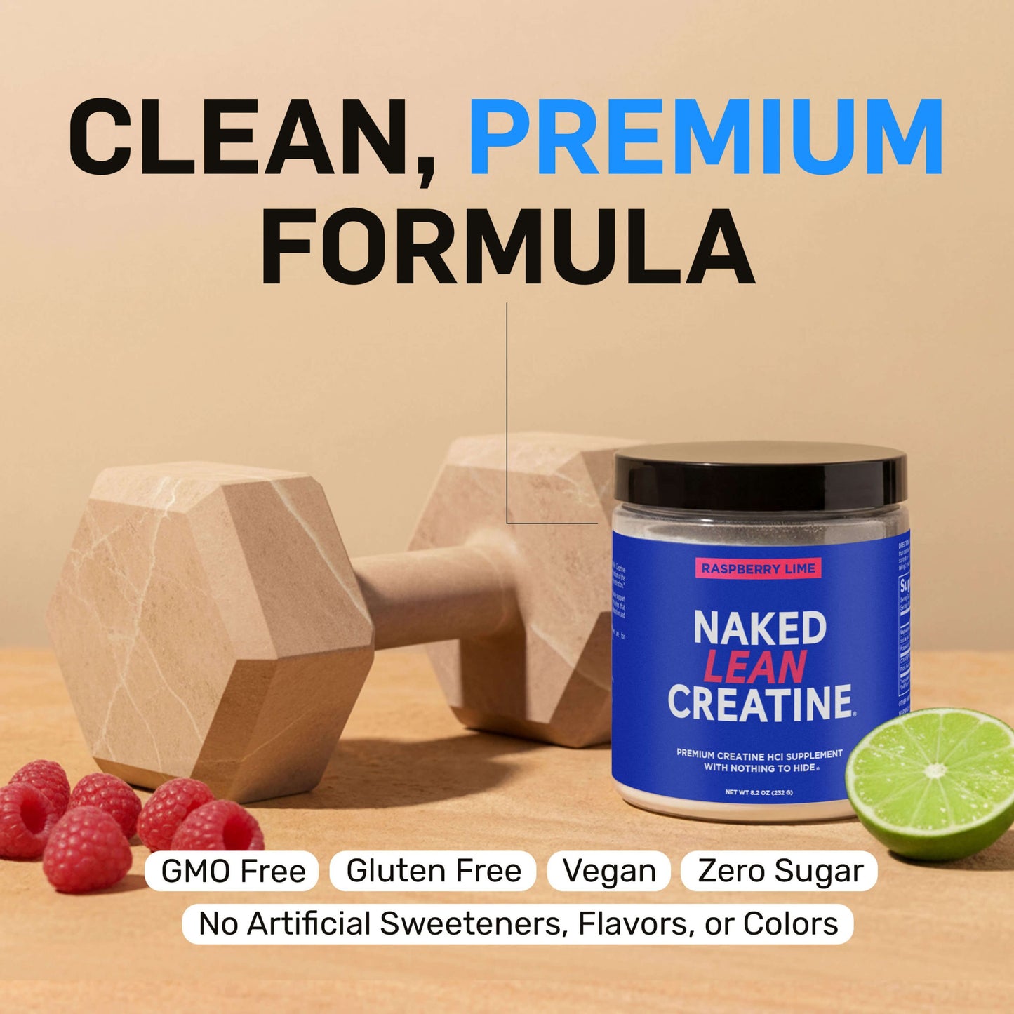 Raspberry Lime Creatine HCl Powder - Raspberry Lime with an Easy-Mix Workout Format