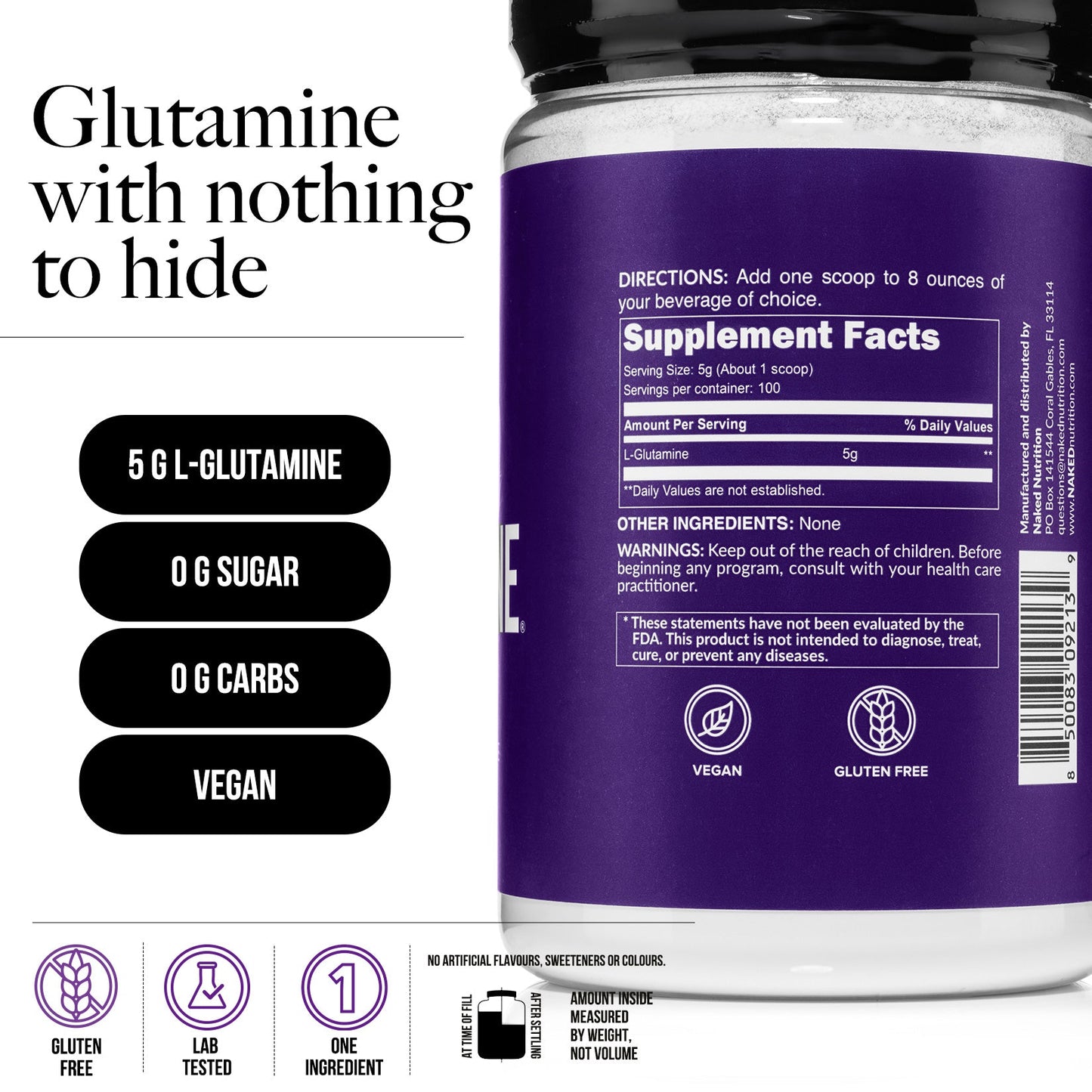 Glutamine Powder - 1.1LB with an Easy-Mix Workout Format