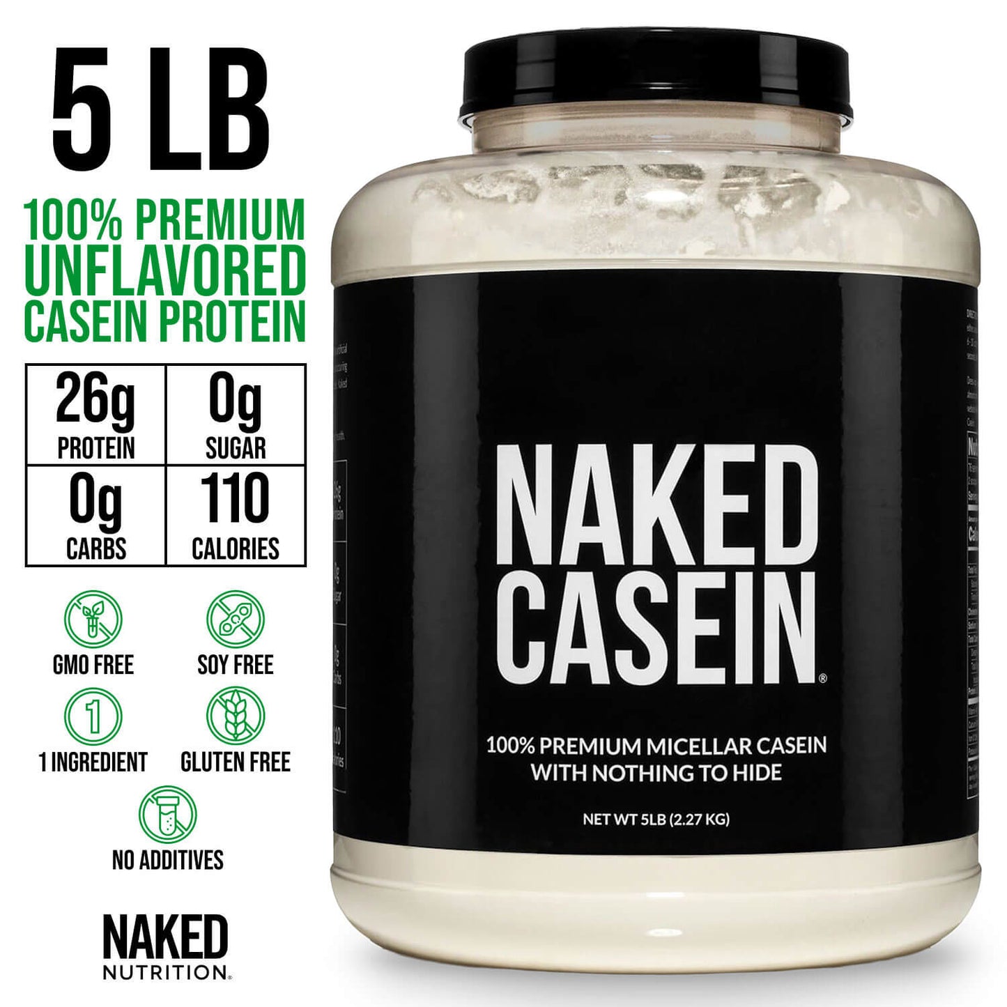 Micellar Casein Protein Powder - Unflavored - Value Size for Easy Mixing at Home or On the Go