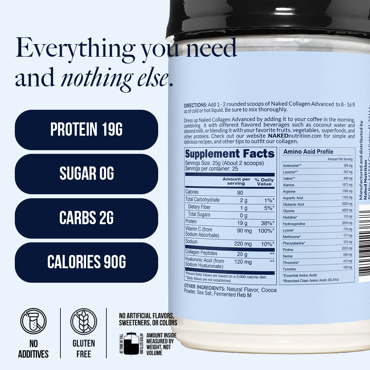Chocolate Collagen Peptides with Hyaluronic Acid - Chocolate Advanced Collagen Peptides with a Straightforward Collagen Blend