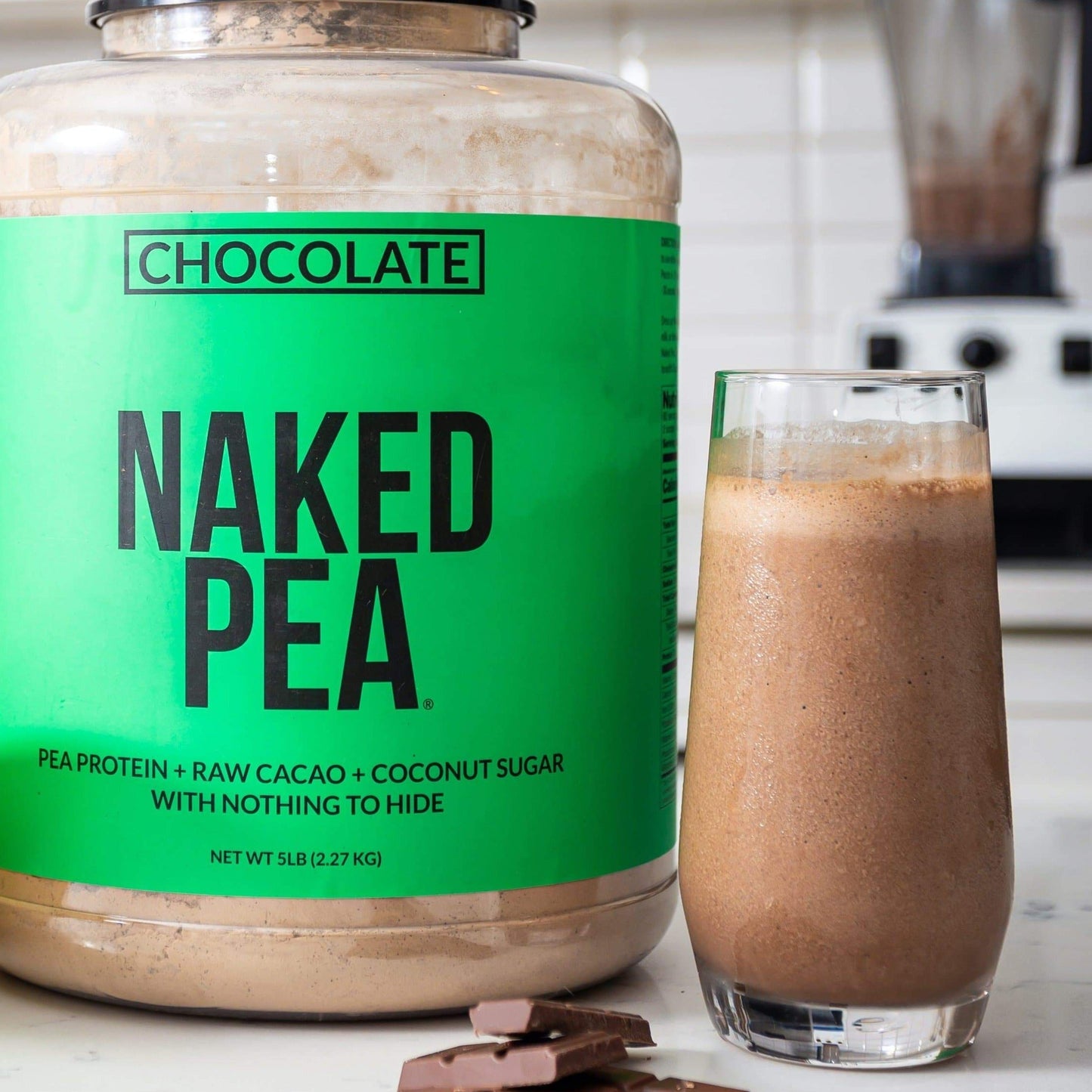 Chocolate Pea Protein Powder - Chocolate - Compact Size for Easy Mixing at Home or On the Go