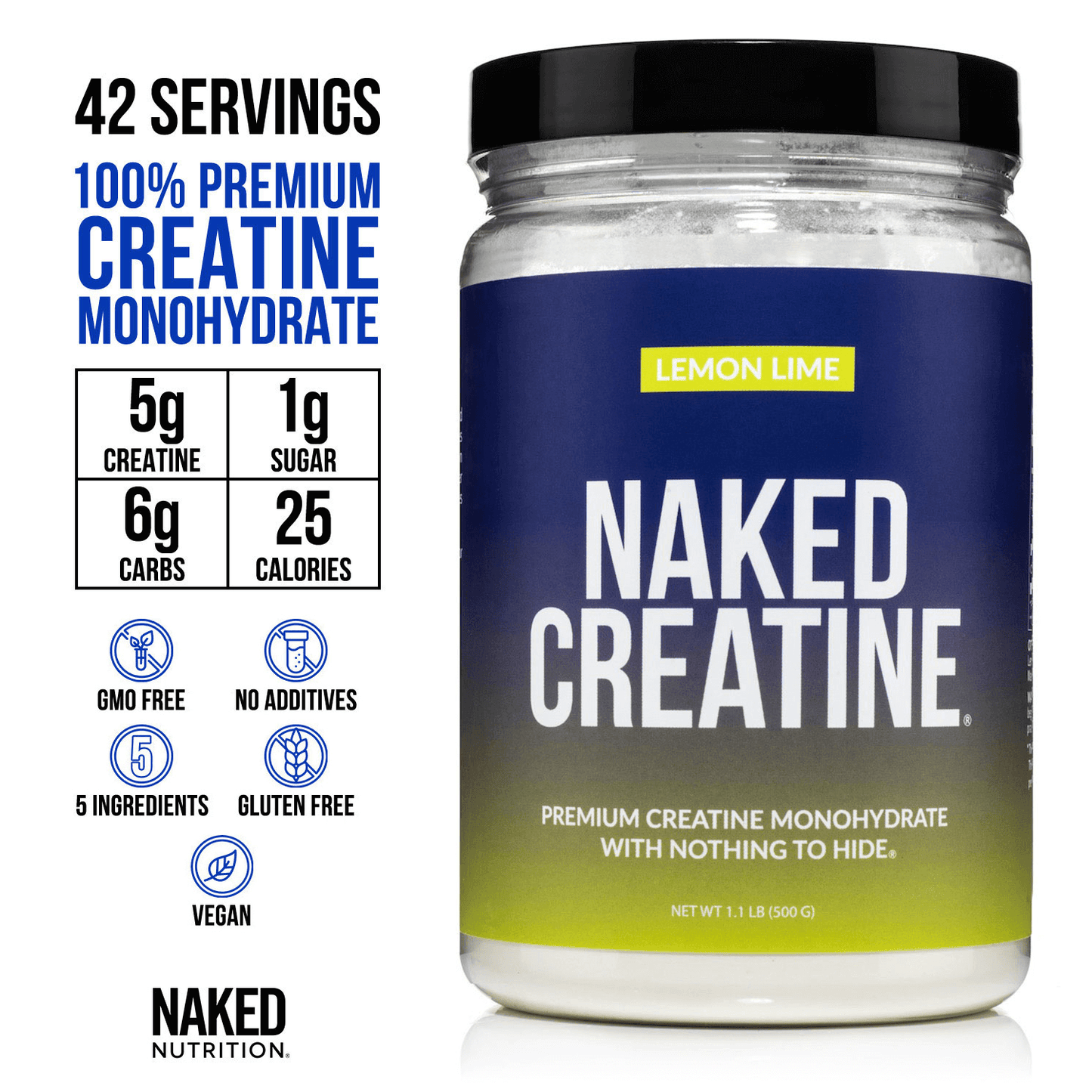Lemon Lime Creatine Monohydrate Powder - Lemon Lime with an Easy-Mix Workout Format