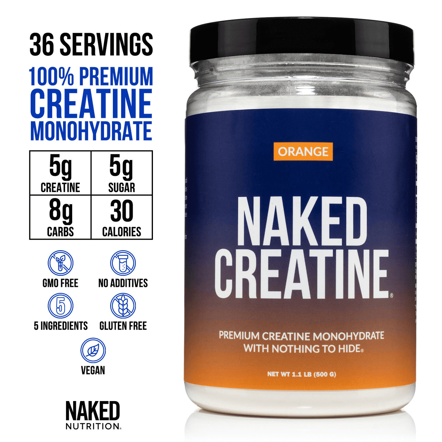 Orange Creatine Monohydrate Powder - Orange with an Easy-Mix Workout Format