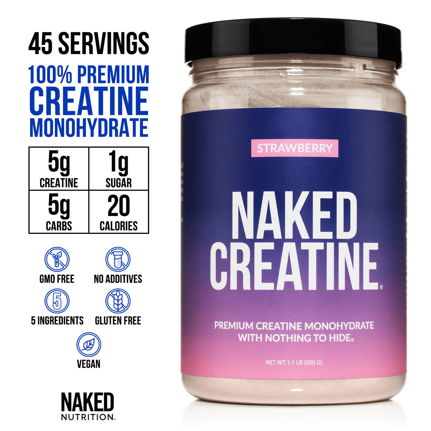 Strawberry Creatine Monohydrate Powder - Strawberry with an Easy-Mix Workout Format
