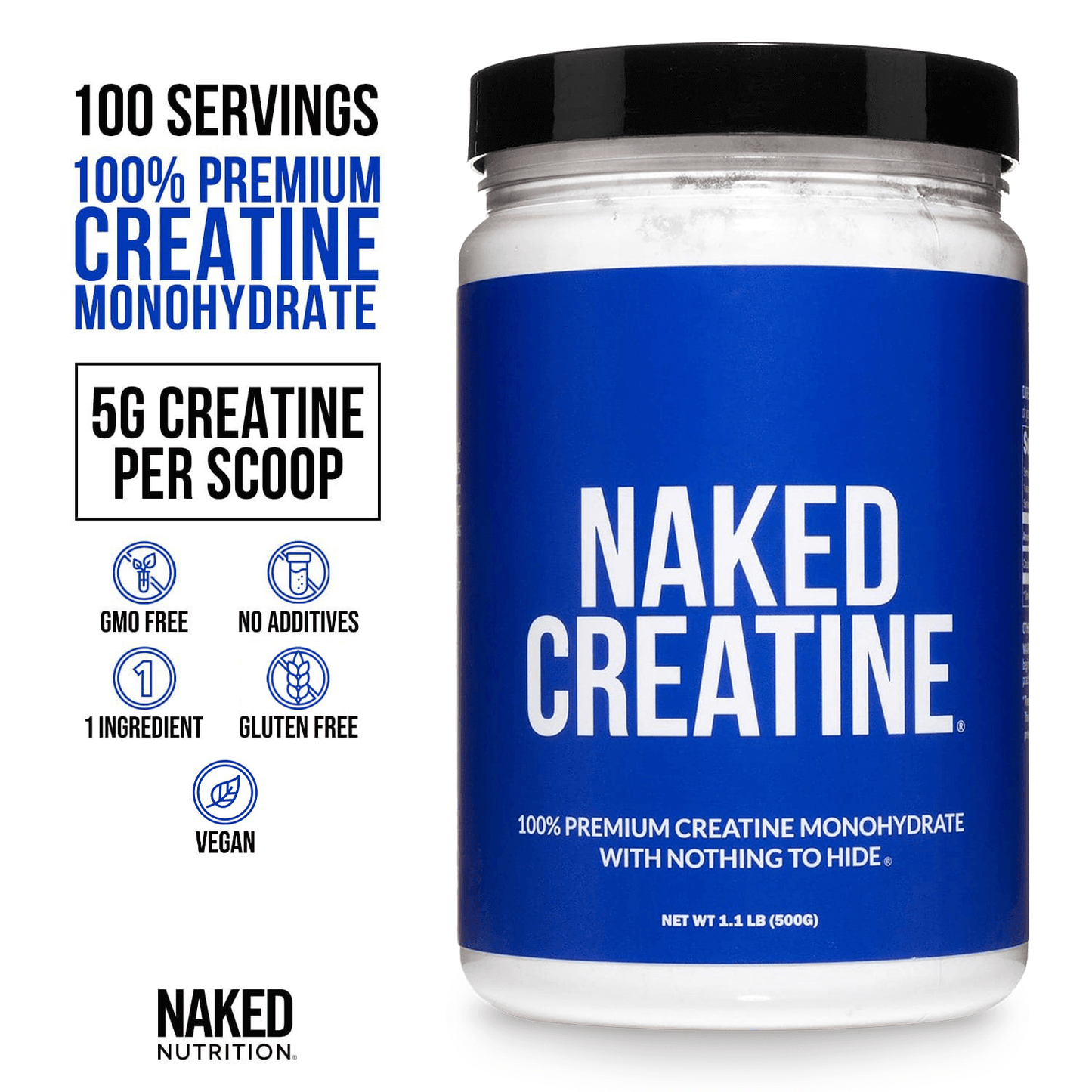 Creatine Monohydrate Powder - Unflavored - Standard Size with an Easy-Mix Workout Format