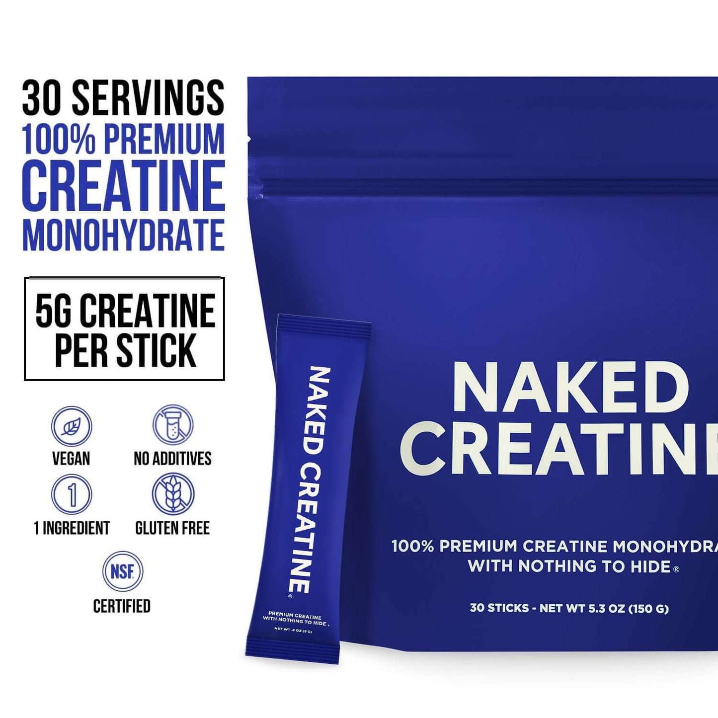 Creatine Travel Packets - Unflavored Sticks with an Easy-Mix Workout Format