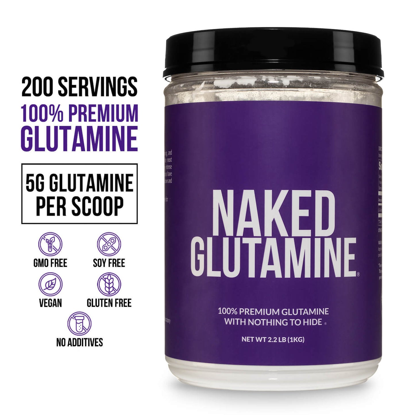 Glutamine Powder - 2.2LB with an Easy-Mix Workout Format