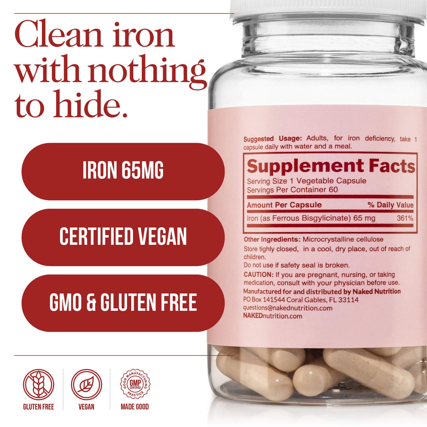 Daily Iron Supplement - Iron for Convenient Home or Travel Use