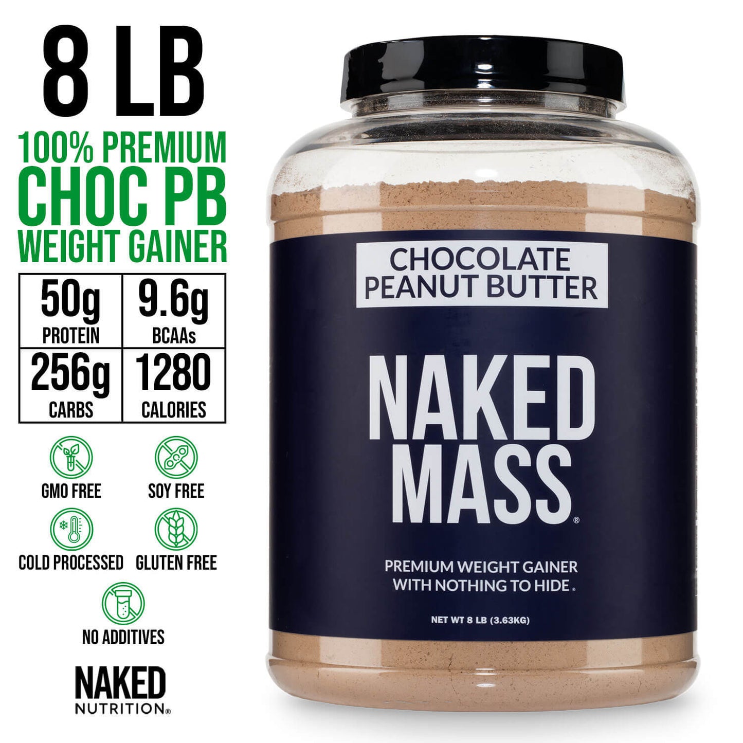 Chocolate Peanut Butter Mass Gainer Protein Supplement - Chocolate PB with an Easy-Mix High-Calorie Formula