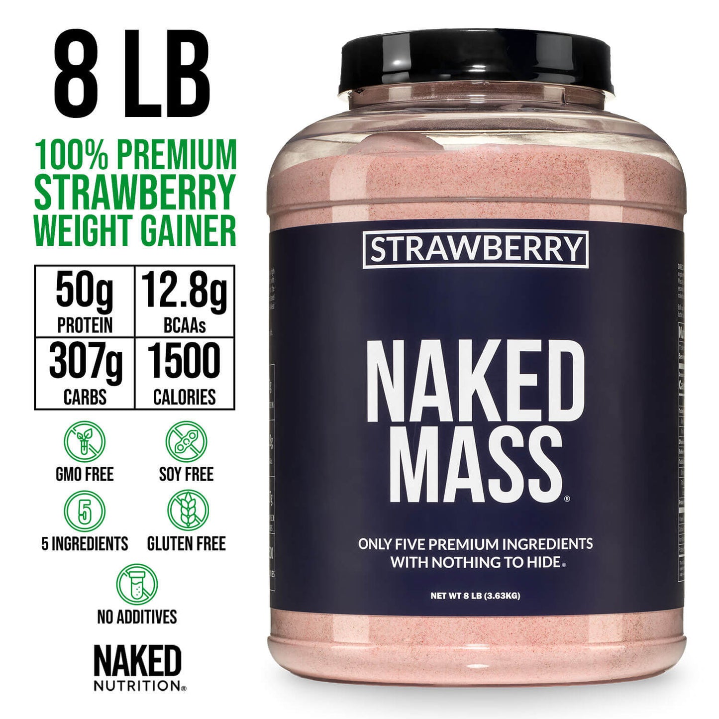 Strawberry Mass Gainer Protein Supplement - Strawberry with an Easy-Mix High-Calorie Formula