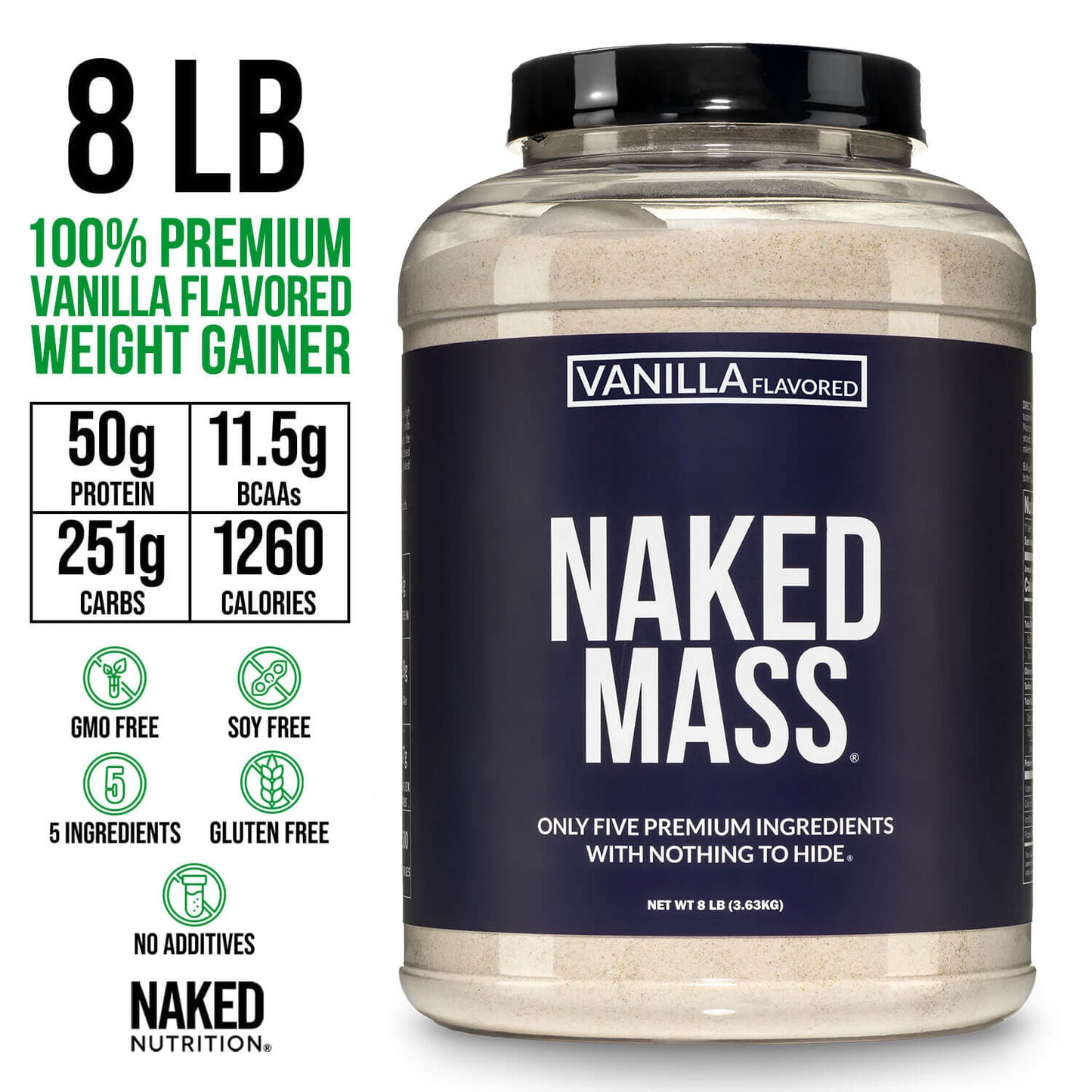 Vanilla Mass Gainer Protein Supplement - Vanilla with an Easy-Mix High-Calorie Formula
