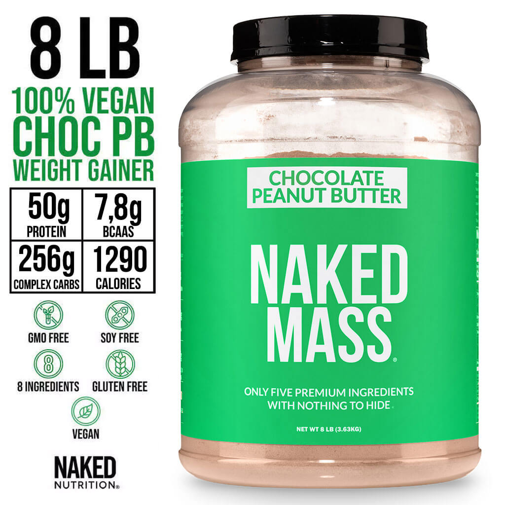 Chocolate Peanut Butter Vegan Mass Gainer Supplement - Chocolate PB (Vegan) with an Easy-Mix High-Calorie Formula