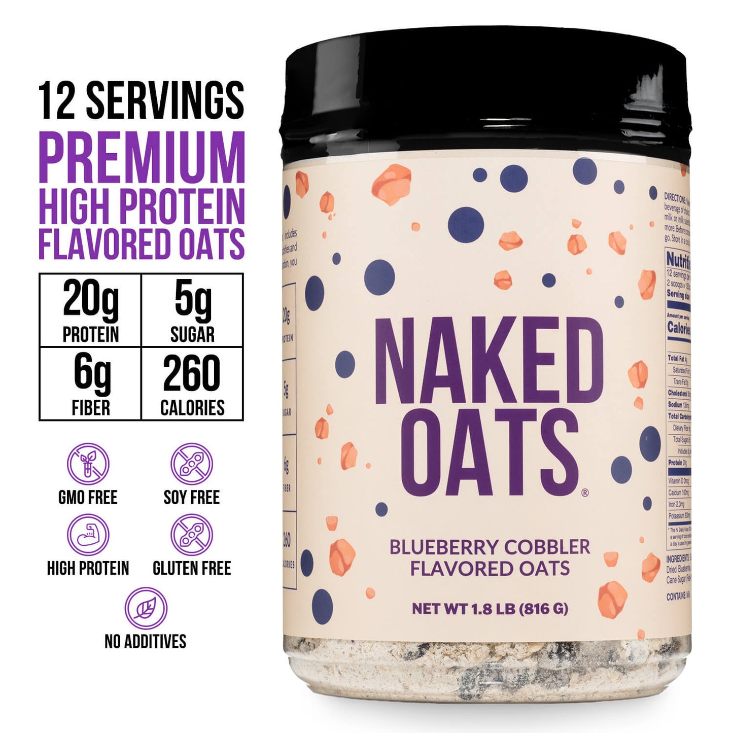 Blueberry Cobbler Protein Oats - Blueberry Cobbler for Warm, Convenient Morning Meals