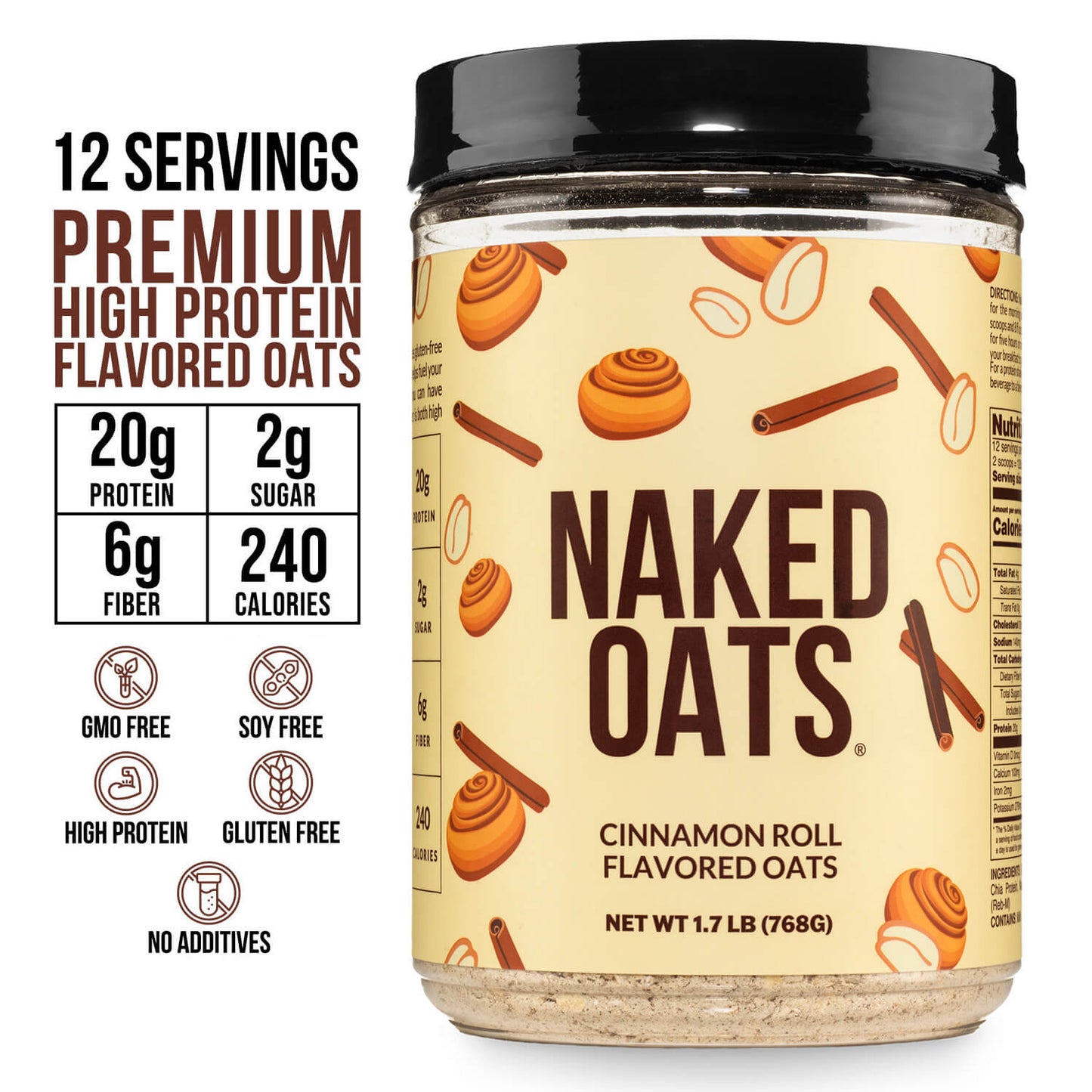 Cinnamon Roll Protein Oats - Cinnamon Roll for Warm, Convenient Morning Meals