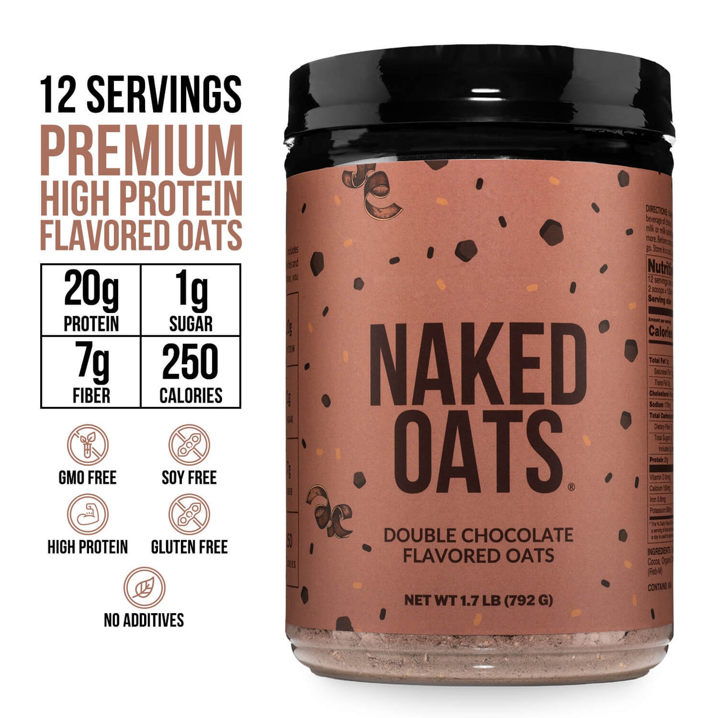 Double Chocolate Protein Oats - Double Chocolate for Warm, Convenient Morning Meals