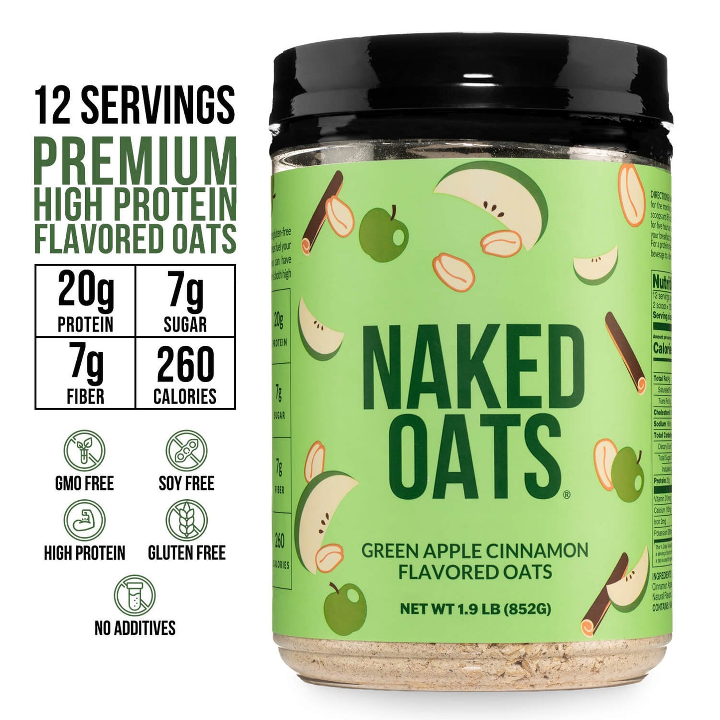 Green Apple Cinnamon Protein Oats - Green Apple Cinnamon for Warm, Convenient Morning Meals