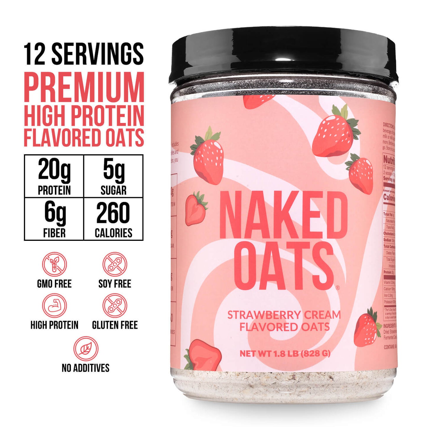 Strawberry Cream Protein Oats - Strawberry Cream for Warm, Convenient Morning Meals