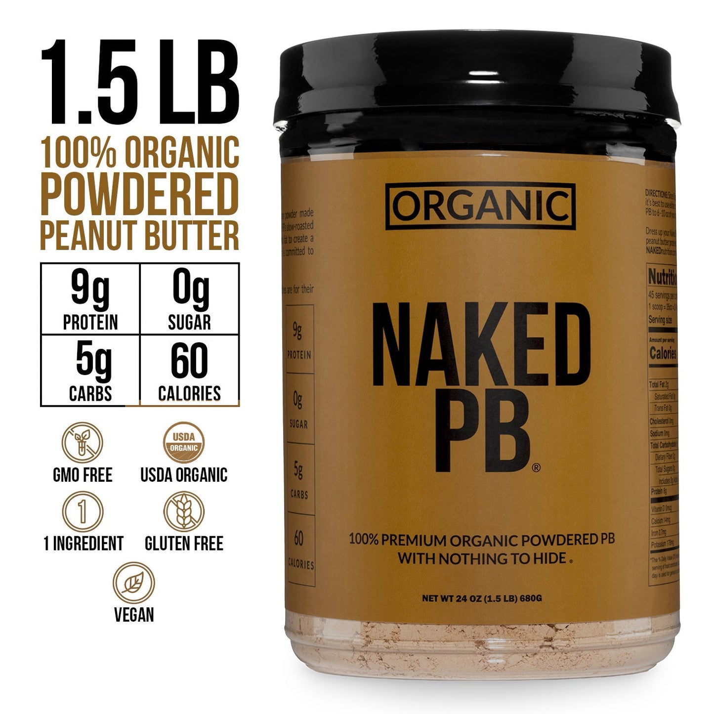 Organic Powdered Peanut Butter - Organic for Easy Mixing at Home or On the Go