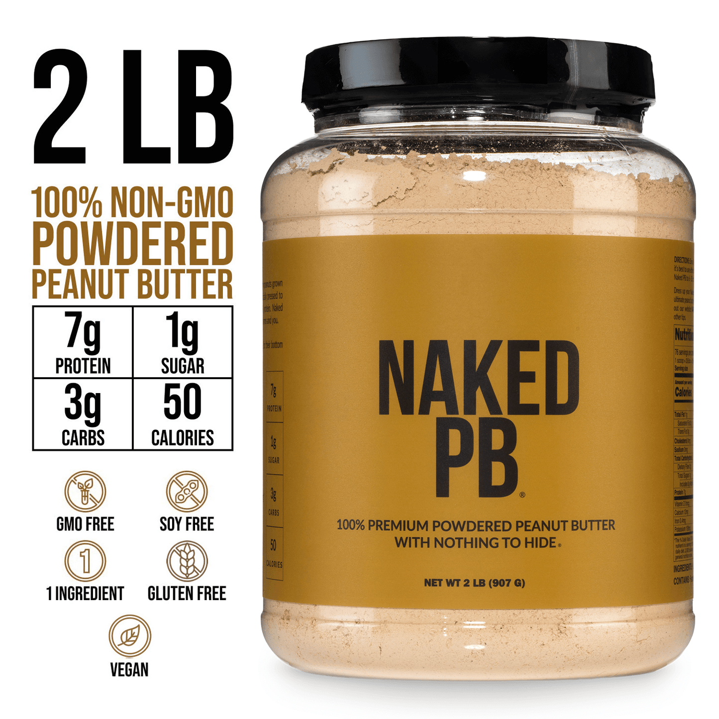 Powdered Peanut Butter - PB - 2 LB for Easy Mixing at Home or On the Go