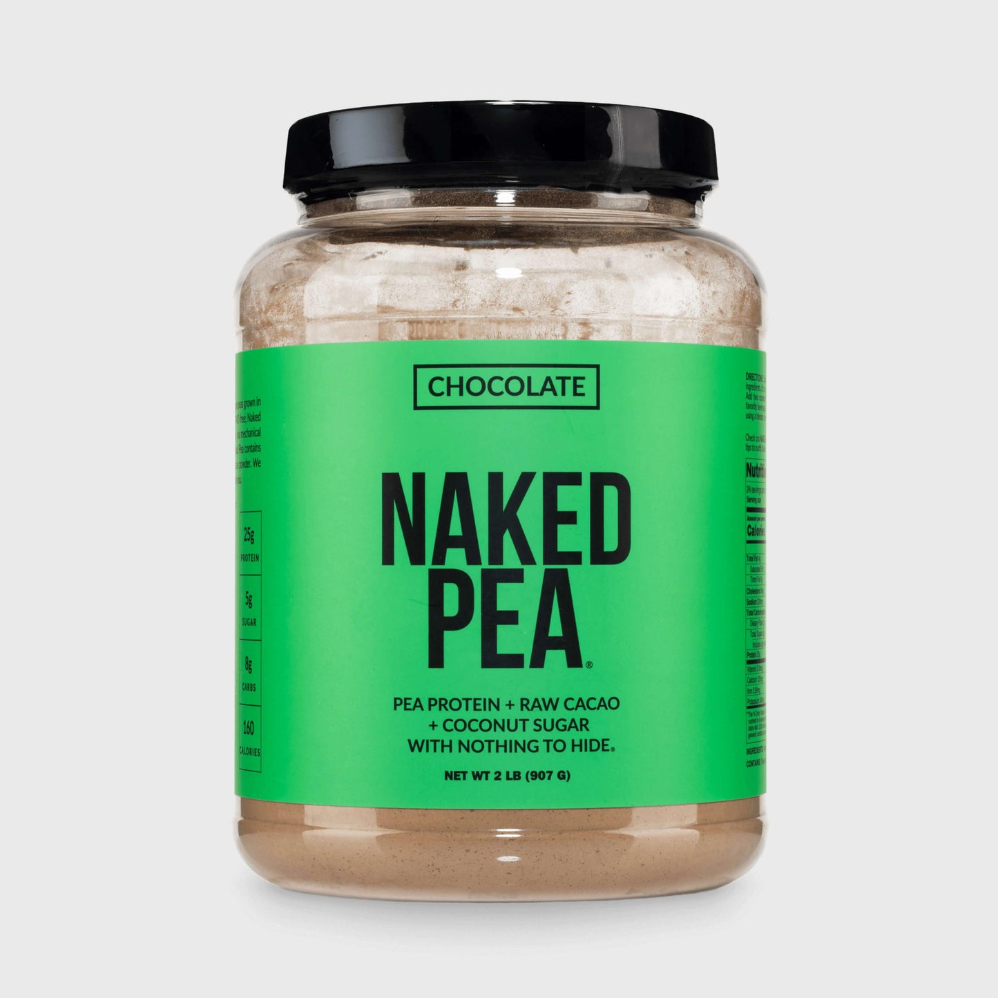 Chocolate Pea Protein Powder - Chocolate - Standard Size for Easy Mixing at Home or On the Go