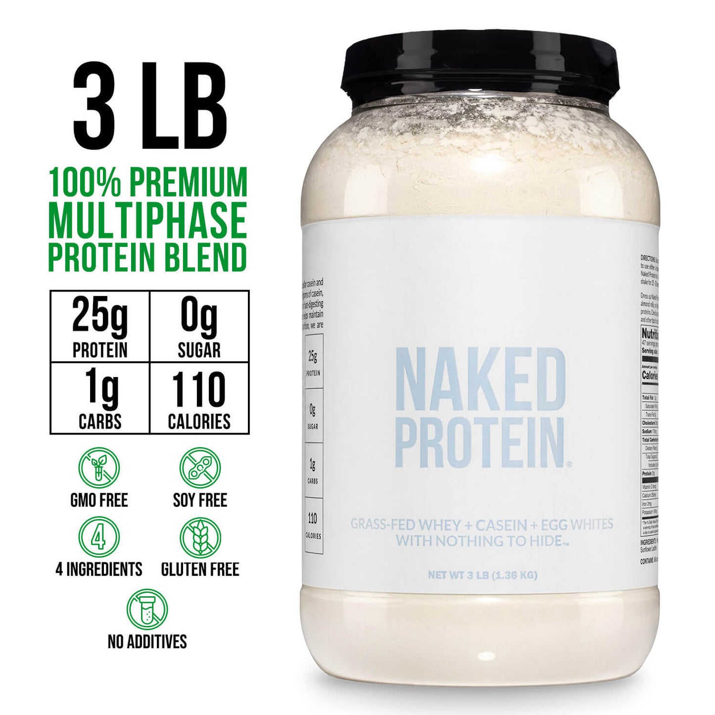 Protein Powder Blend - 3LB Egg Whey & Casein Protein Blend - 3LB for Easy Mixing at Home or On the Go