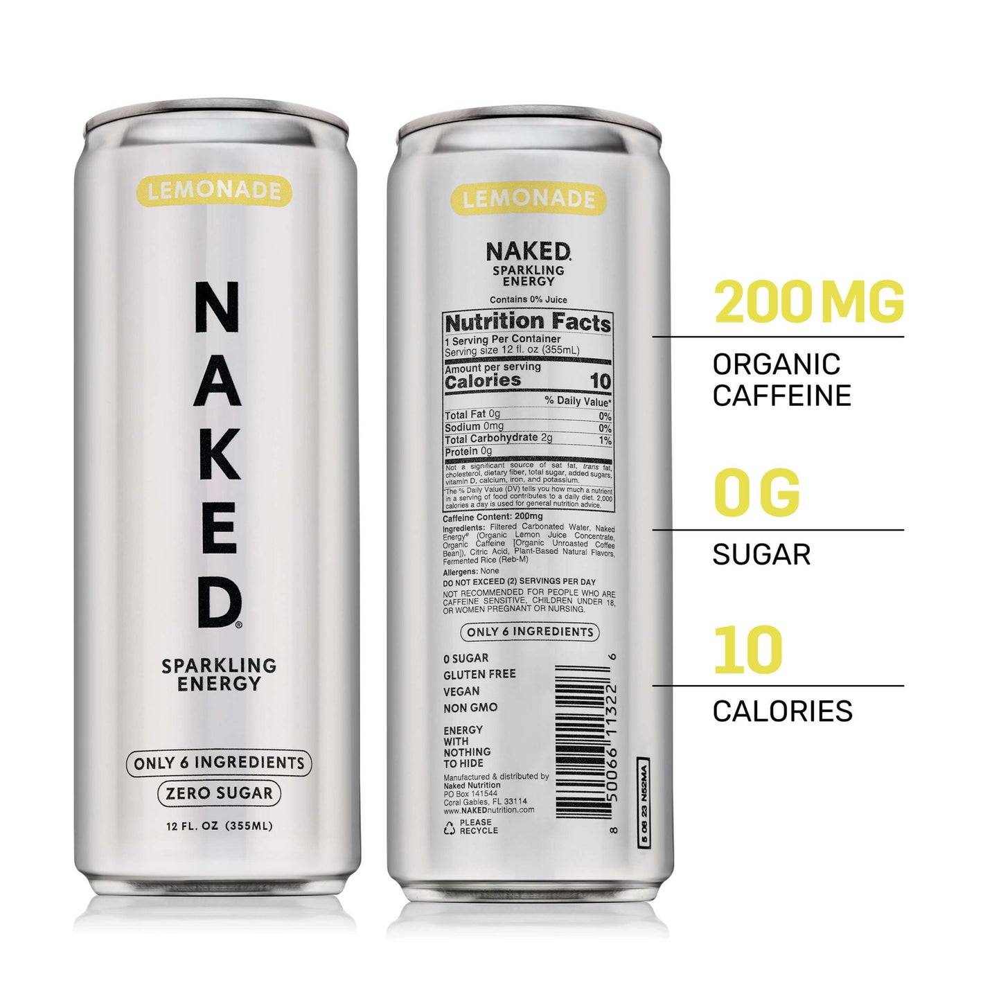 Lemonade Naked Sparkling Energy - Lemonade with a Convenient Shake-Friendly Formula