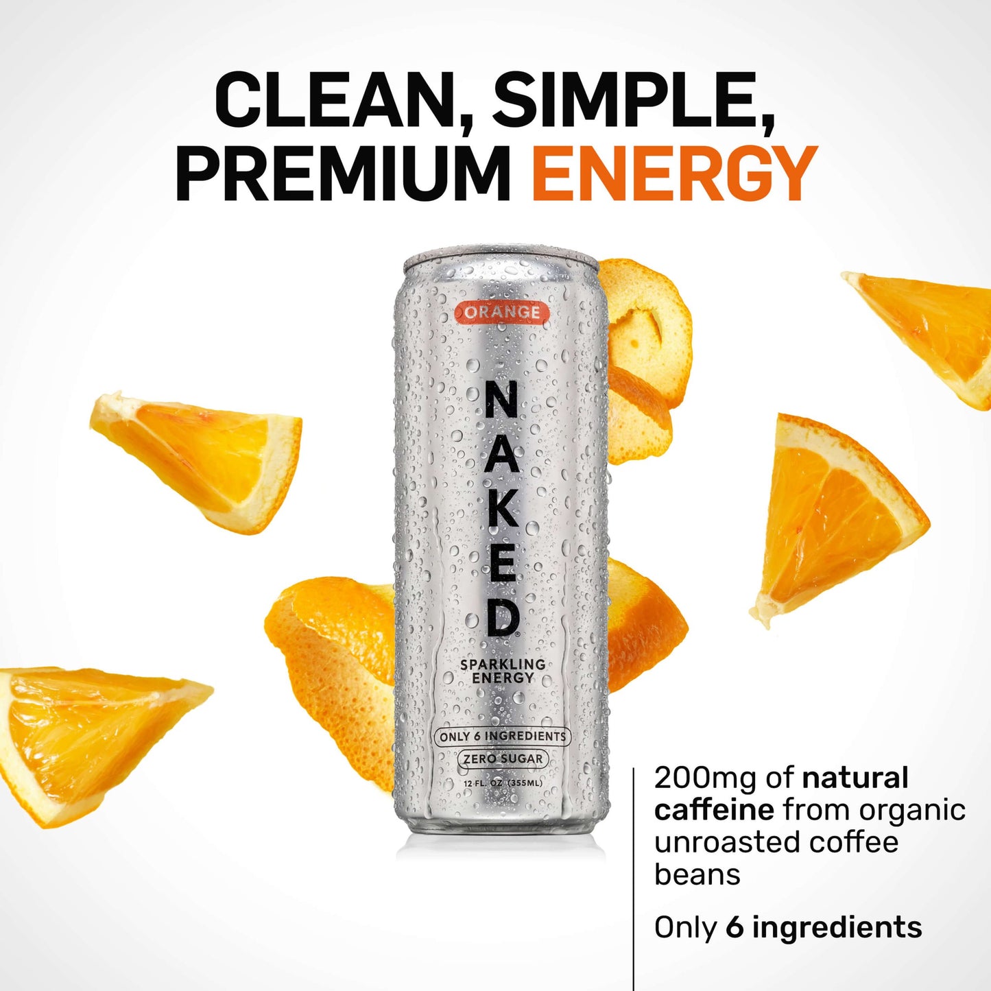 Orange Naked Sparkling Energy - Orange with a Convenient Shake-Friendly Formula