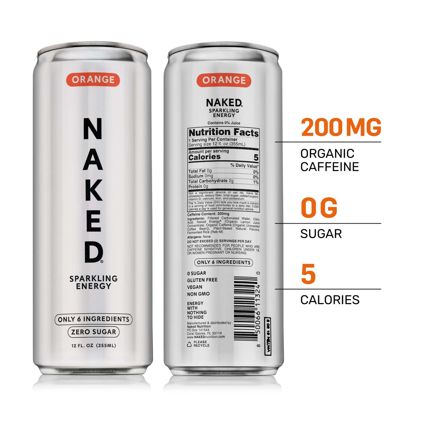 Orange Naked Sparkling Energy - Orange with a Convenient Shake-Friendly Formula