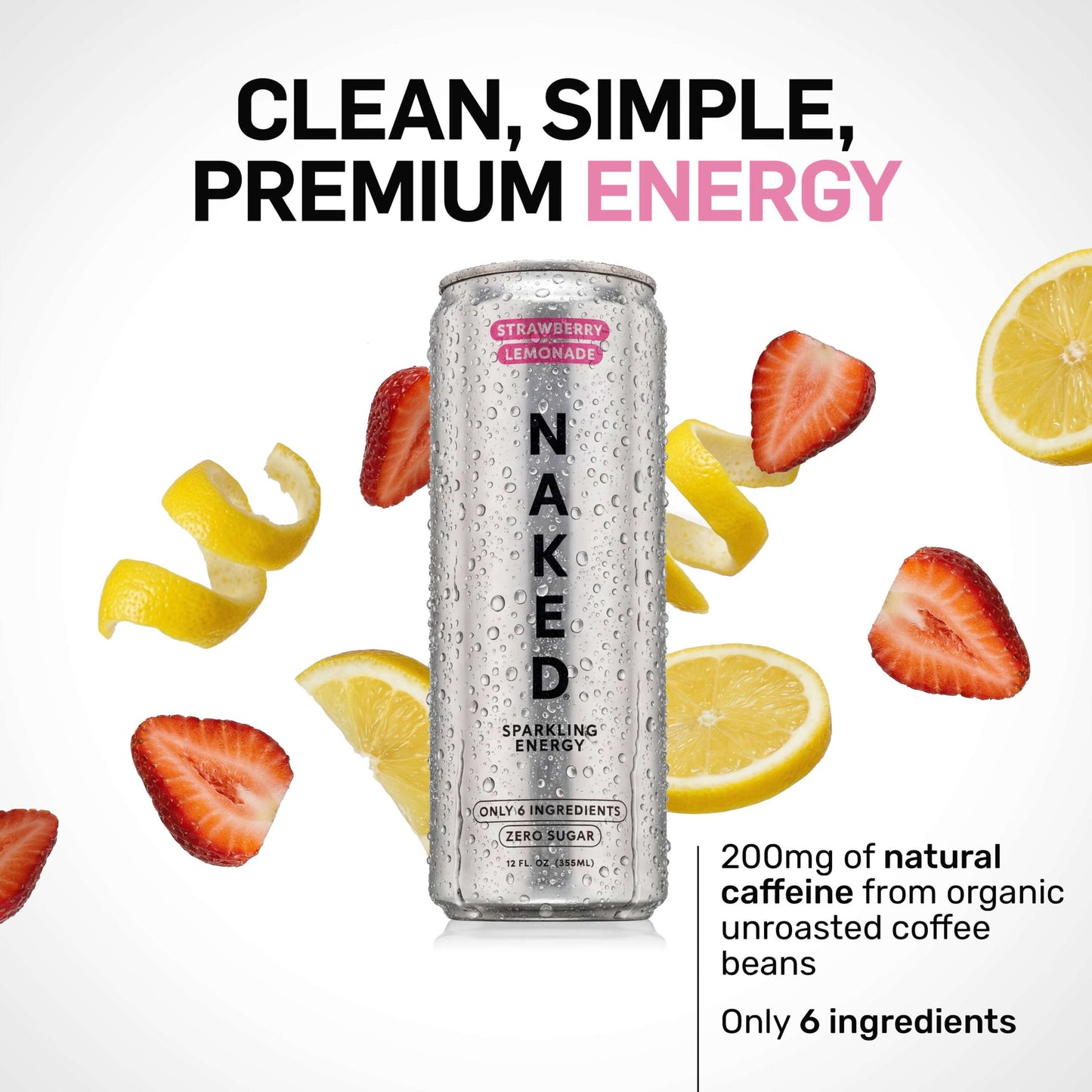 Strawberry Lemonade Naked Sparkling Energy - Strawberry Lemonade with a Convenient Shake-Friendly Formula