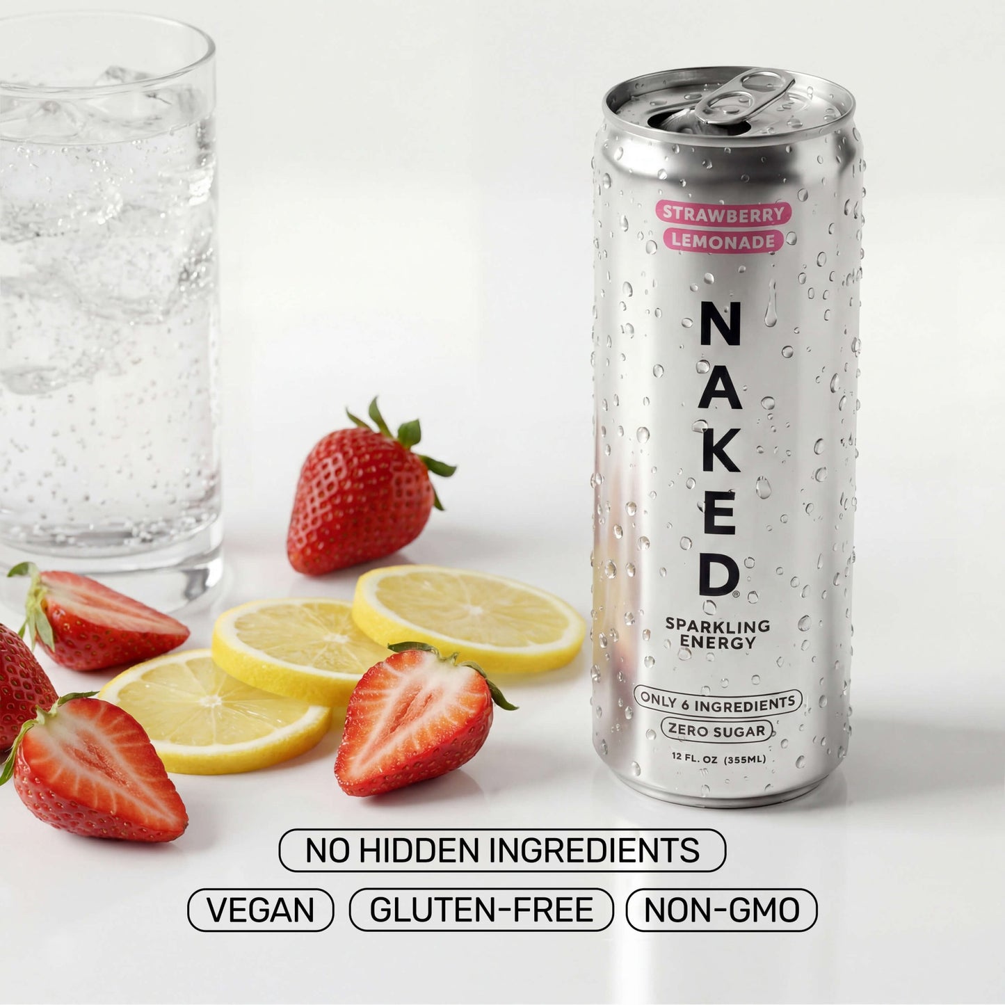 Strawberry Lemonade Naked Sparkling Energy - Strawberry Lemonade with a Convenient Shake-Friendly Formula
