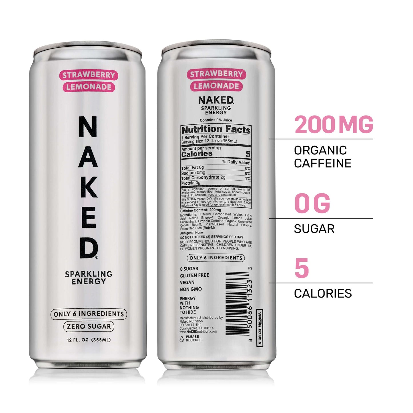 Strawberry Lemonade Naked Sparkling Energy - Strawberry Lemonade with a Convenient Shake-Friendly Formula