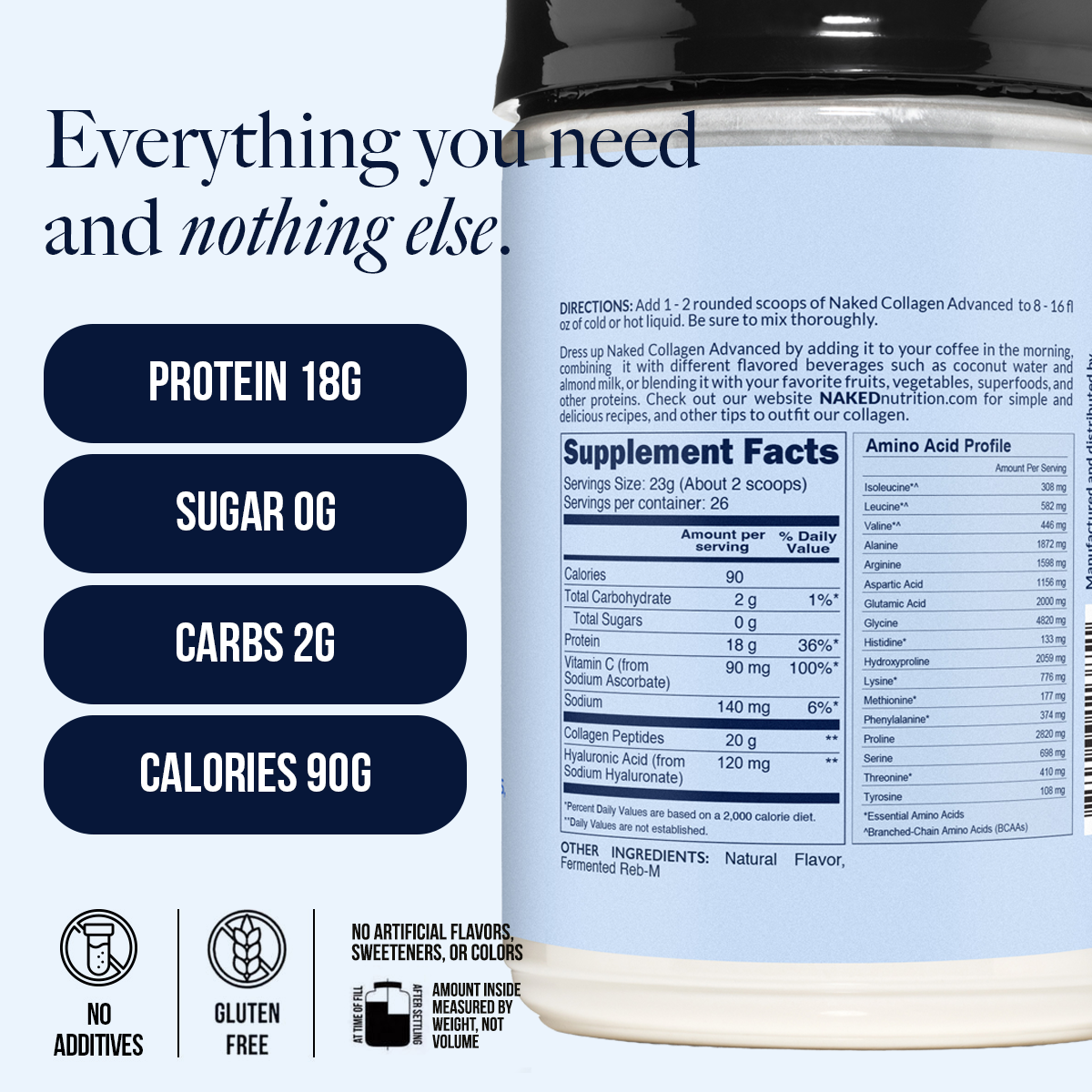 Vanilla Collagen Peptides with Hyaluronic Acid - Vanilla Advanced Collagen Peptides with a Straightforward Collagen Blend