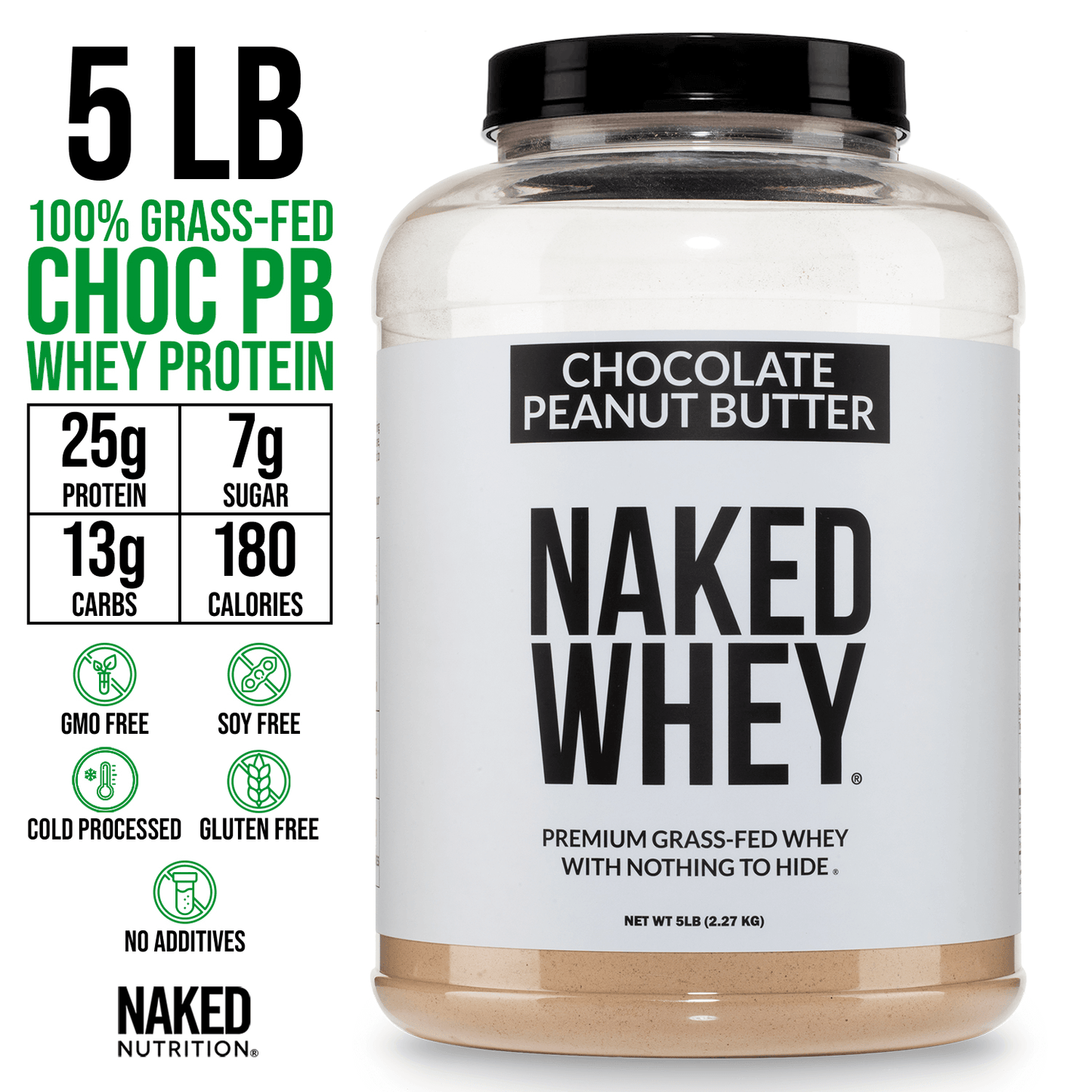 Chocolate Peanut Butter Whey Protein Powder - Chocolate PB for Easy Mixing at Home or On the Go