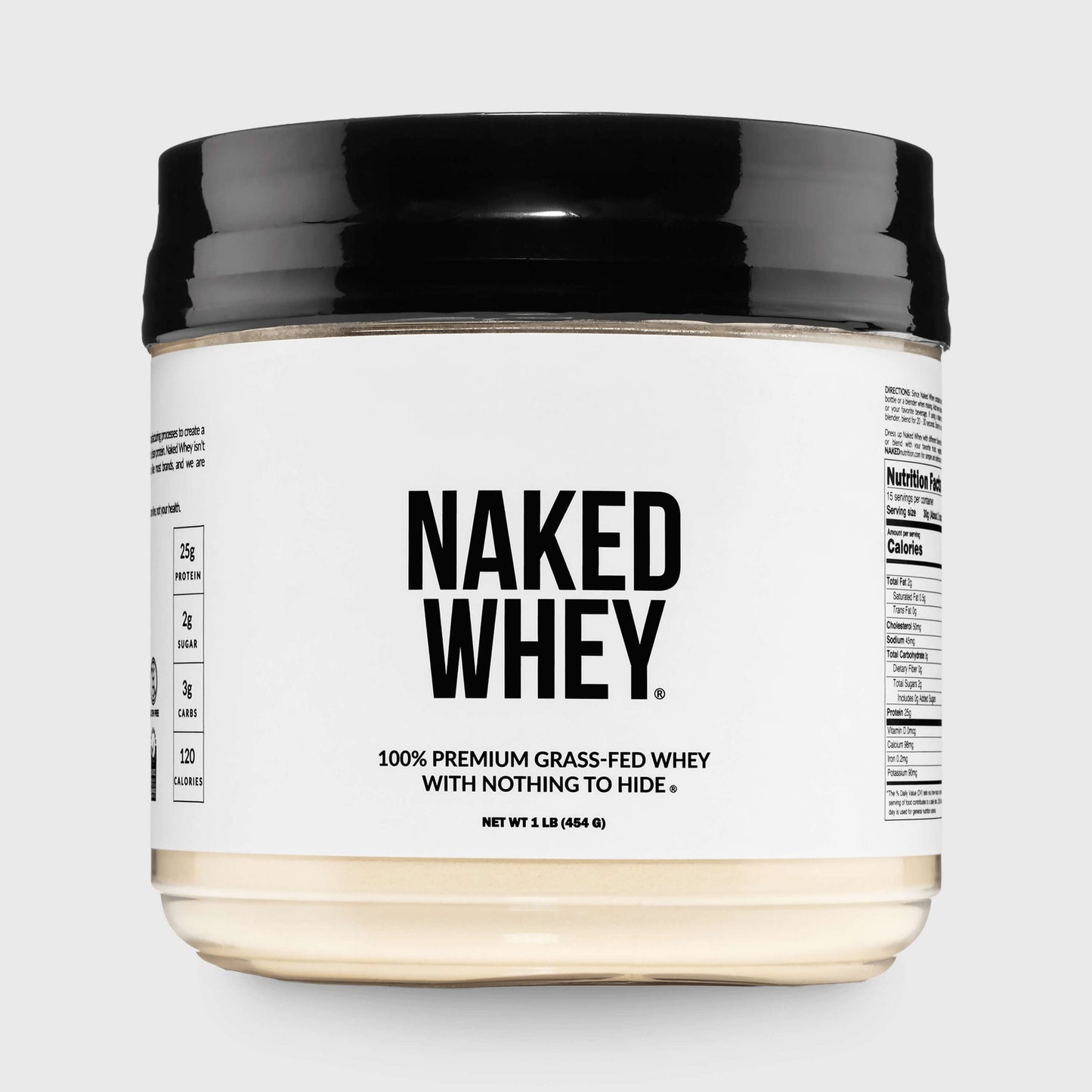 Grass Fed Whey Protein Powder - Unflavored - Compact Size for Easy Mixing at Home or On the Go
