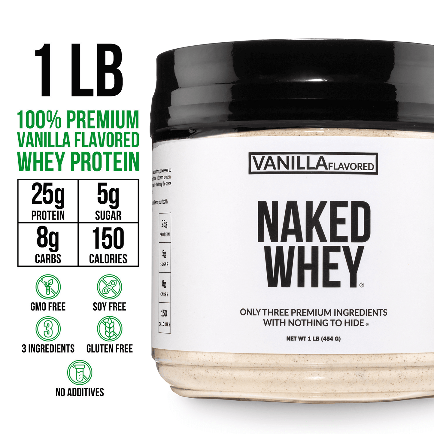 Vanilla Whey Protein Powder 1lb - Vanilla for Easy Mixing at Home or On the Go