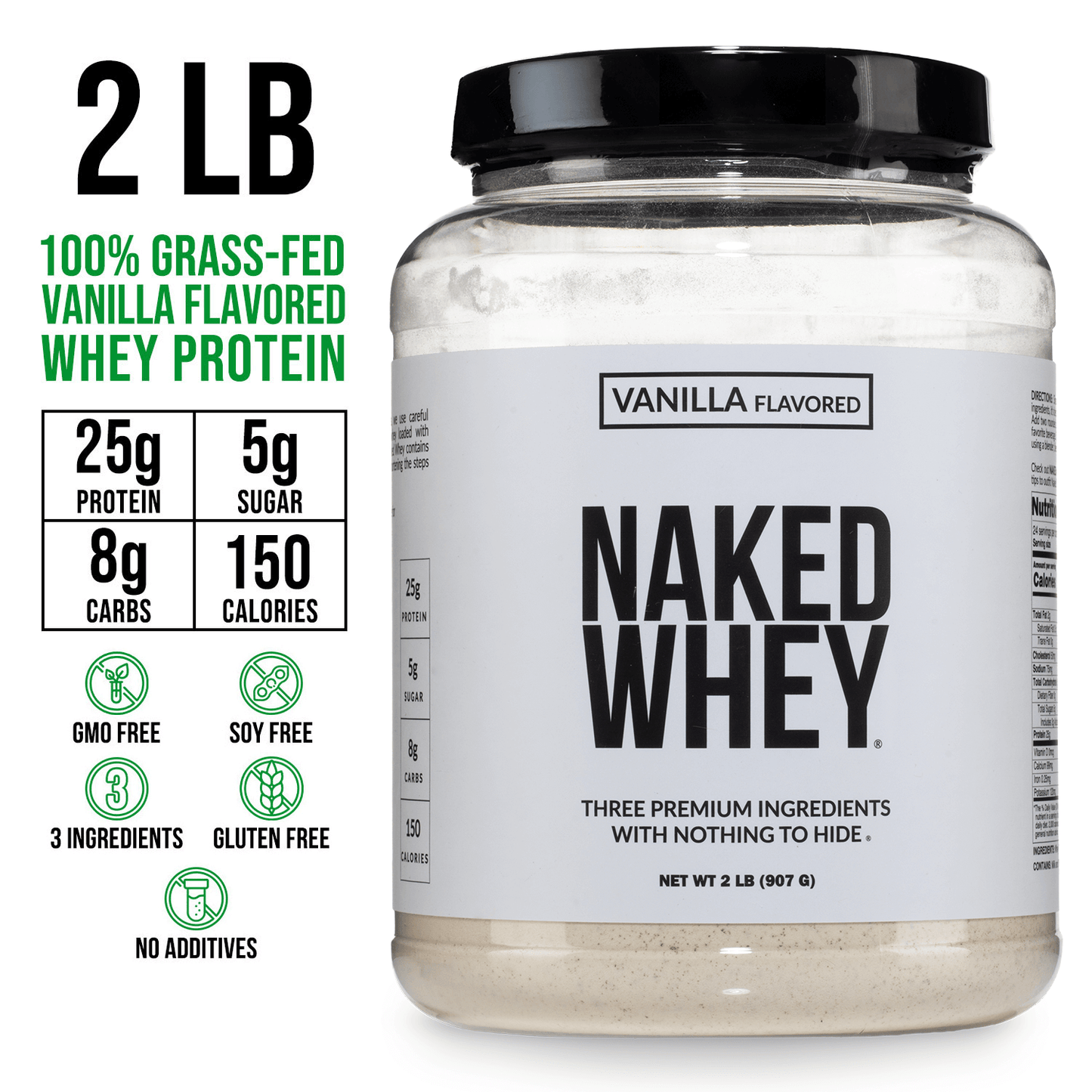 Vanilla Whey Protein Powder - Vanilla - Standard Size for Easy Mixing at Home or On the Go