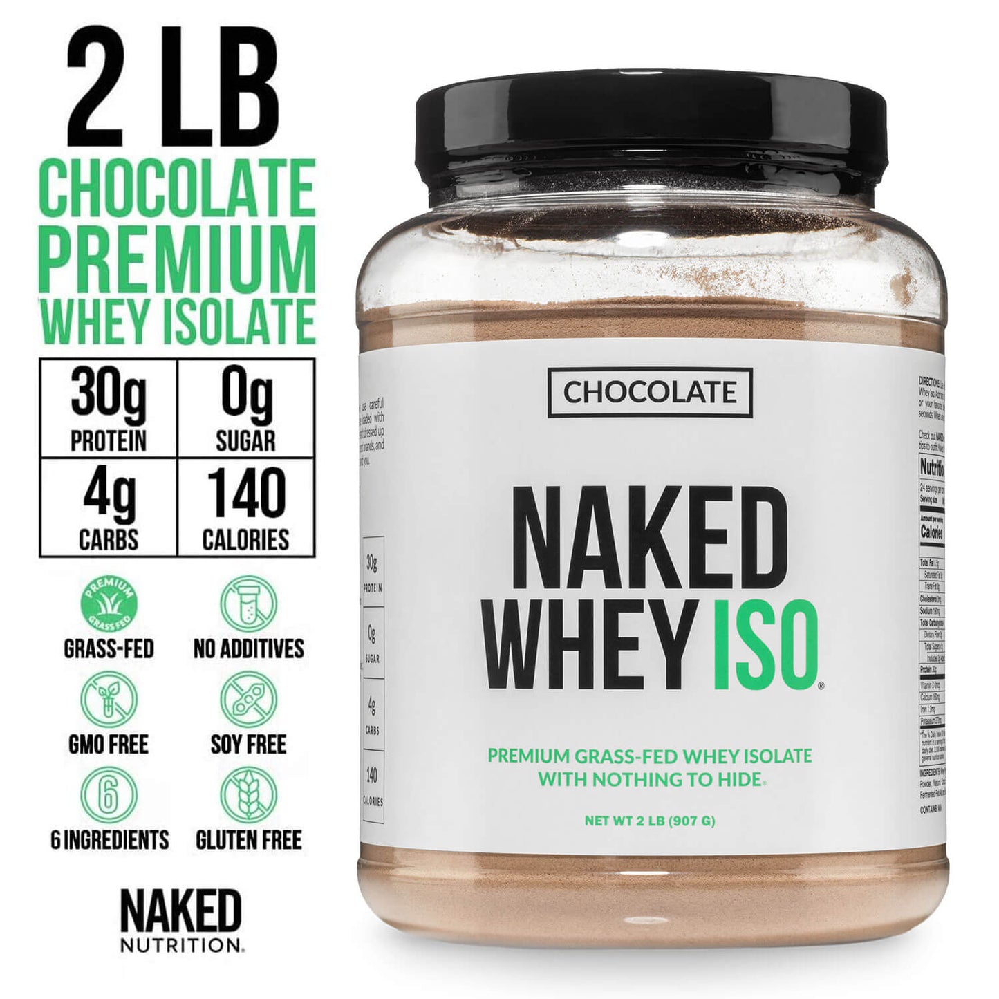Chocolate Grass-Fed Whey Isolate Protein Powder - Chocolate for Easy Mixing at Home or On the Go