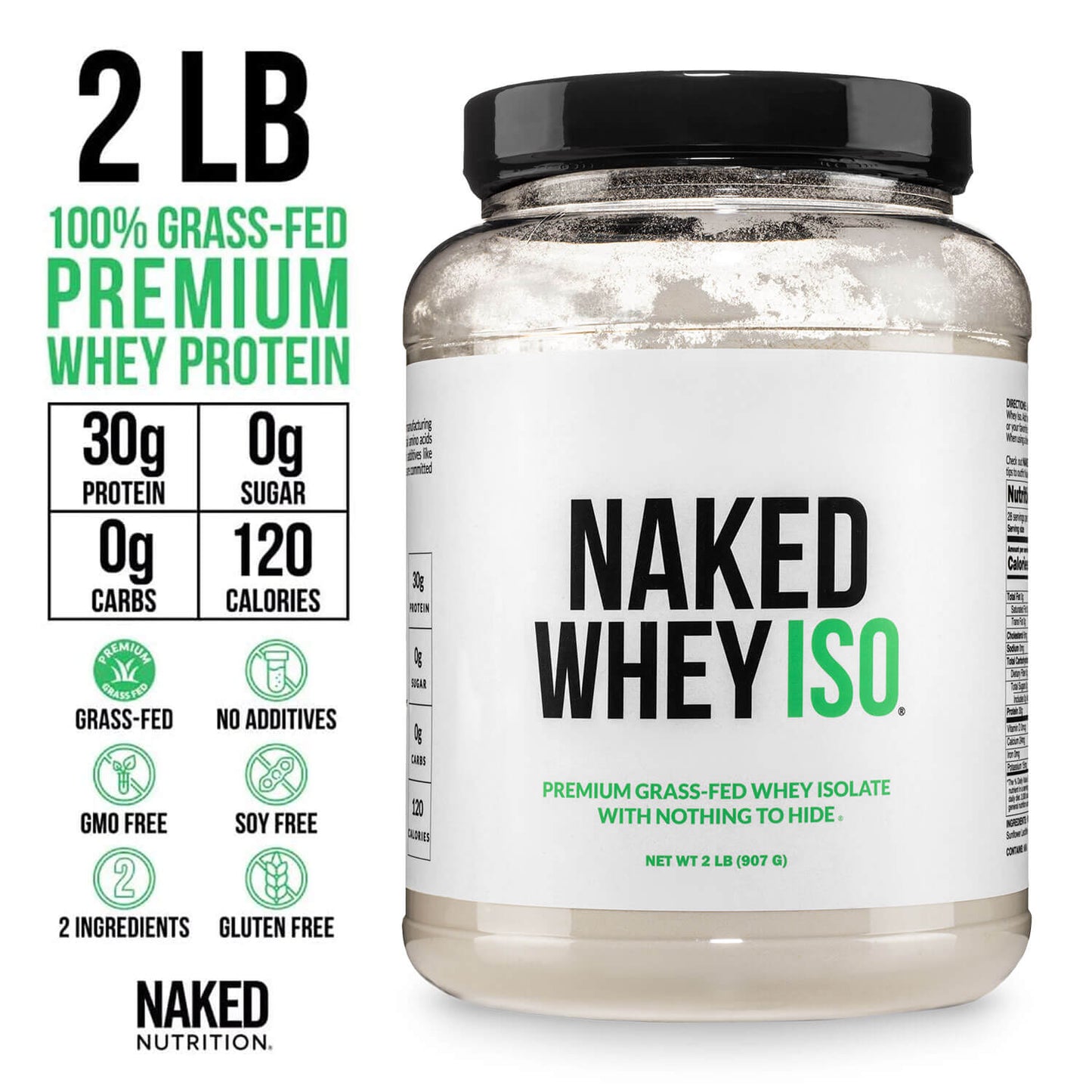 Grass Fed Whey Isolate Protein Powder - Unflavored for Easy Mixing at Home or On the Go