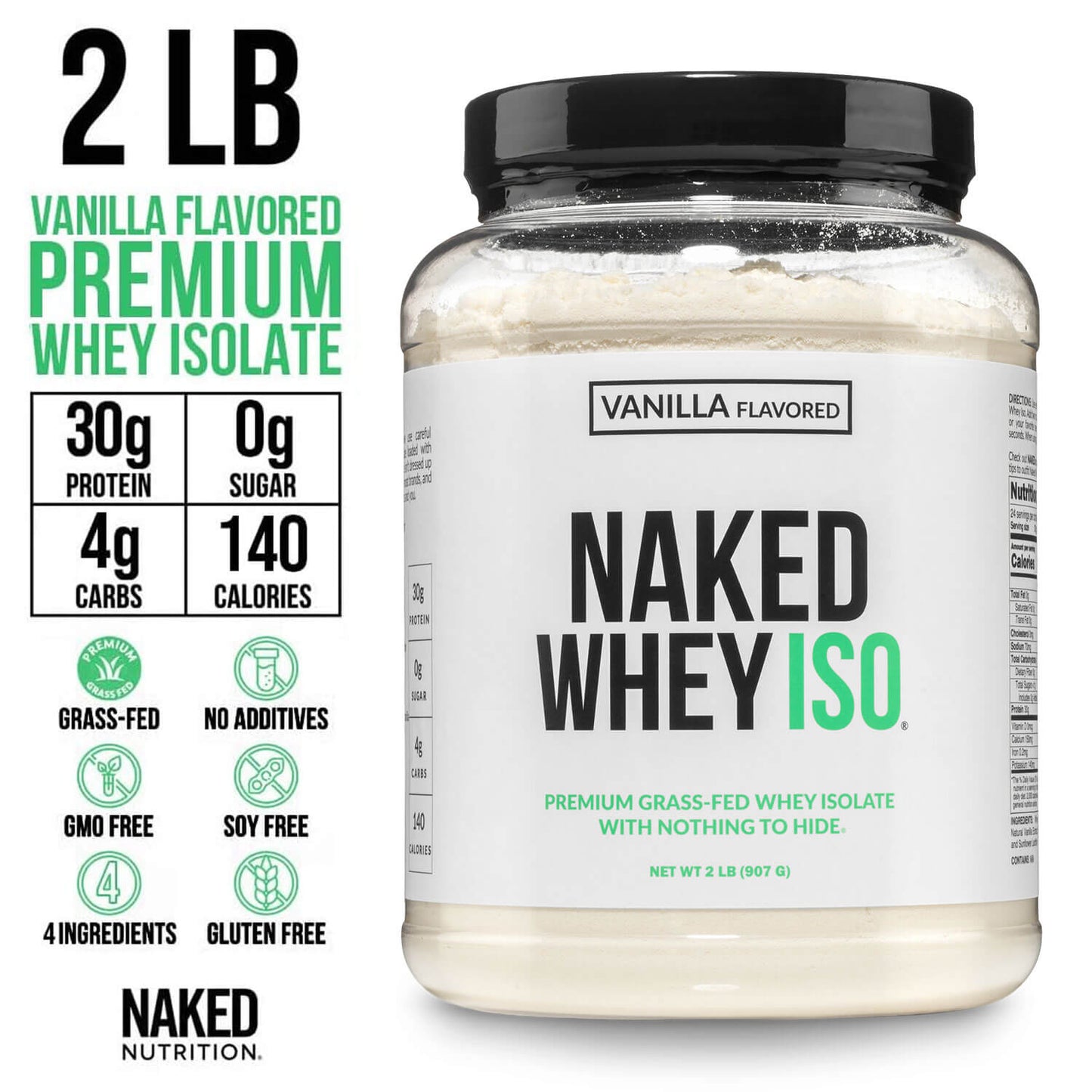 Vanilla Grass-Fed Whey Isolate Protein Powder - Vanilla for Easy Mixing at Home or On the Go