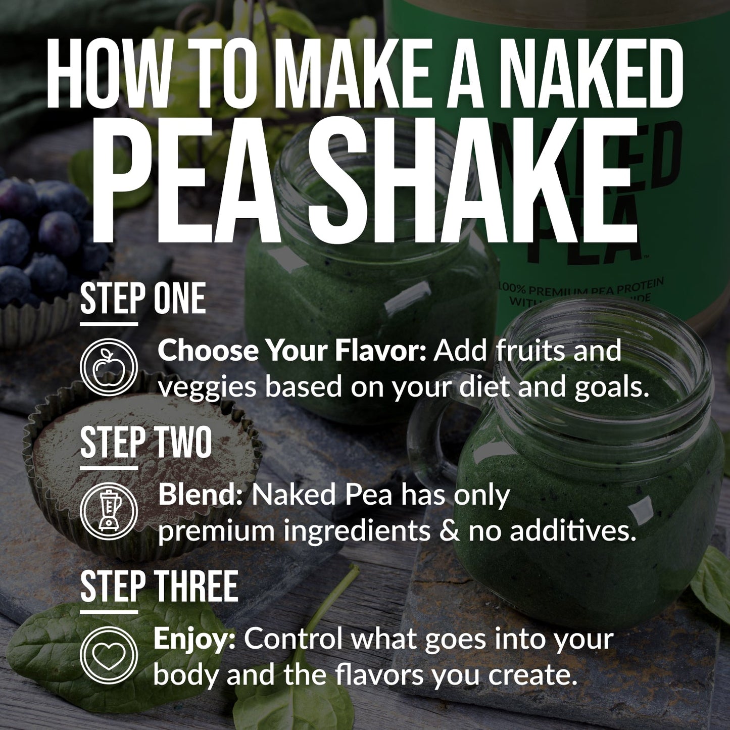 Chocolate Peanut Butter Pea Protein Powder - Chocolate PB - Chocolate Formula for Easy Mixing at Home or On the Go