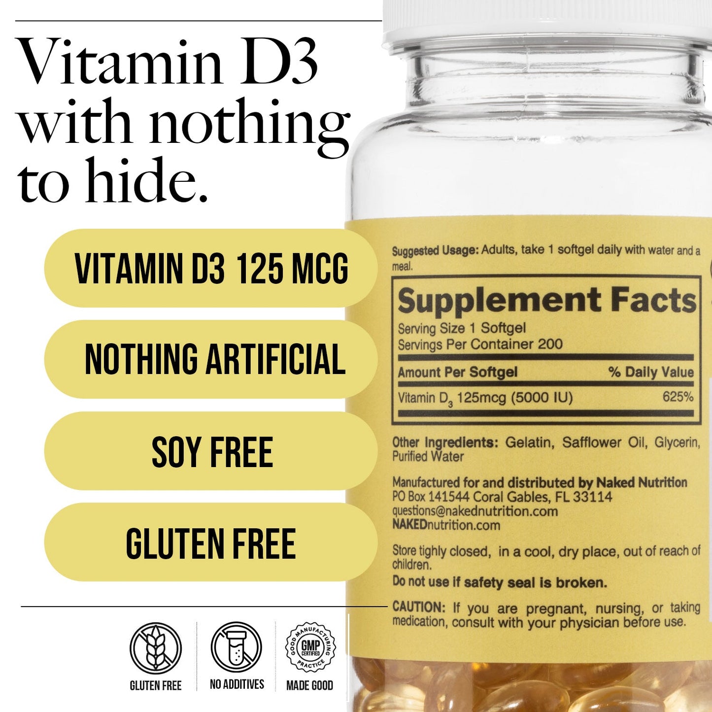 Daily Vitamin D3 Supplement - Vitamin D3 for Convenient Home or Travel Use