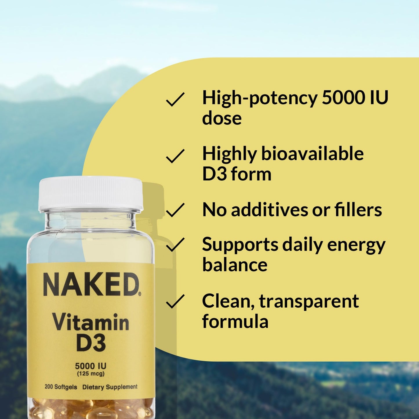 Daily Vitamin D3 Supplement - Vitamin D3 for Convenient Home or Travel Use