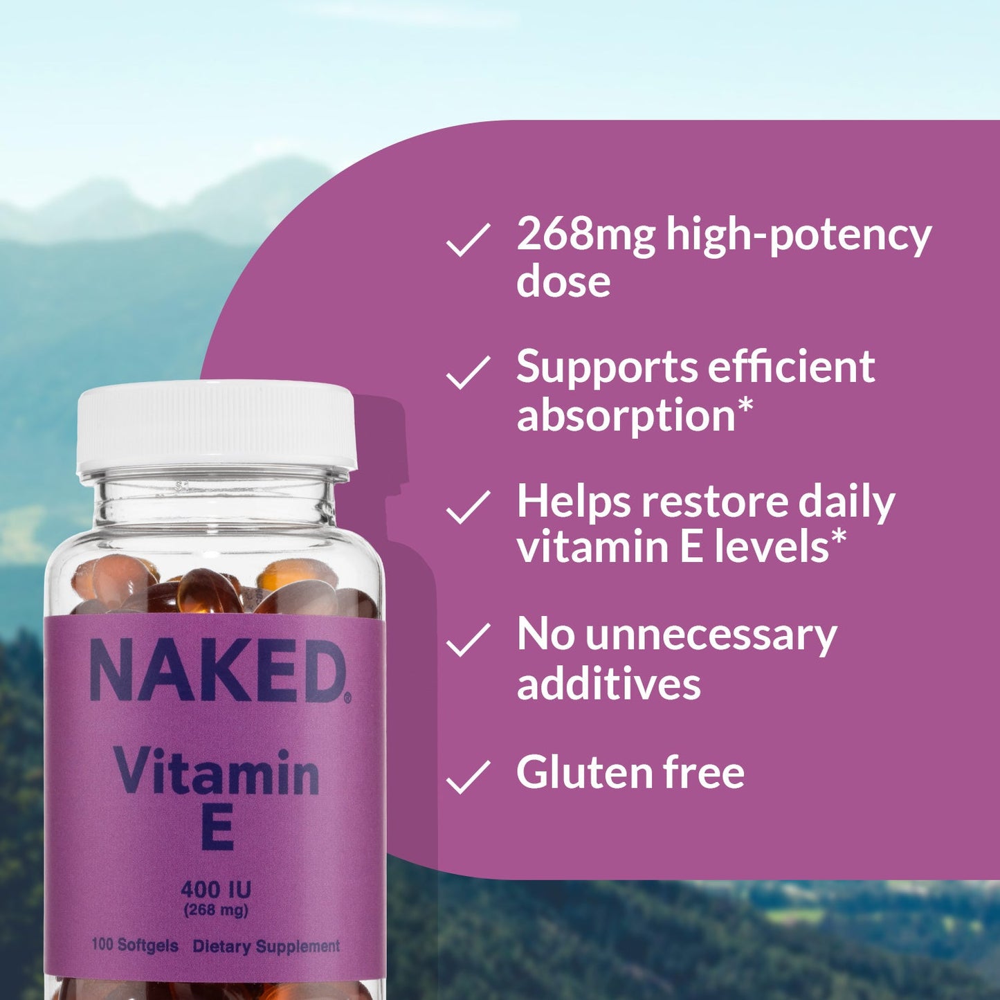 Daily Vitamin E Supplement - Vitamin E for Convenient Home or Travel Use
