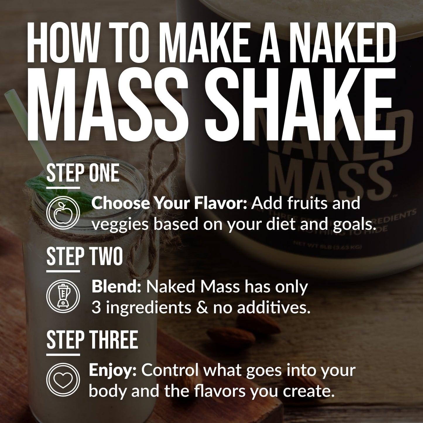Mass Gainer Protein Supplement - Unflavored with an Easy-Mix High-Calorie Formula